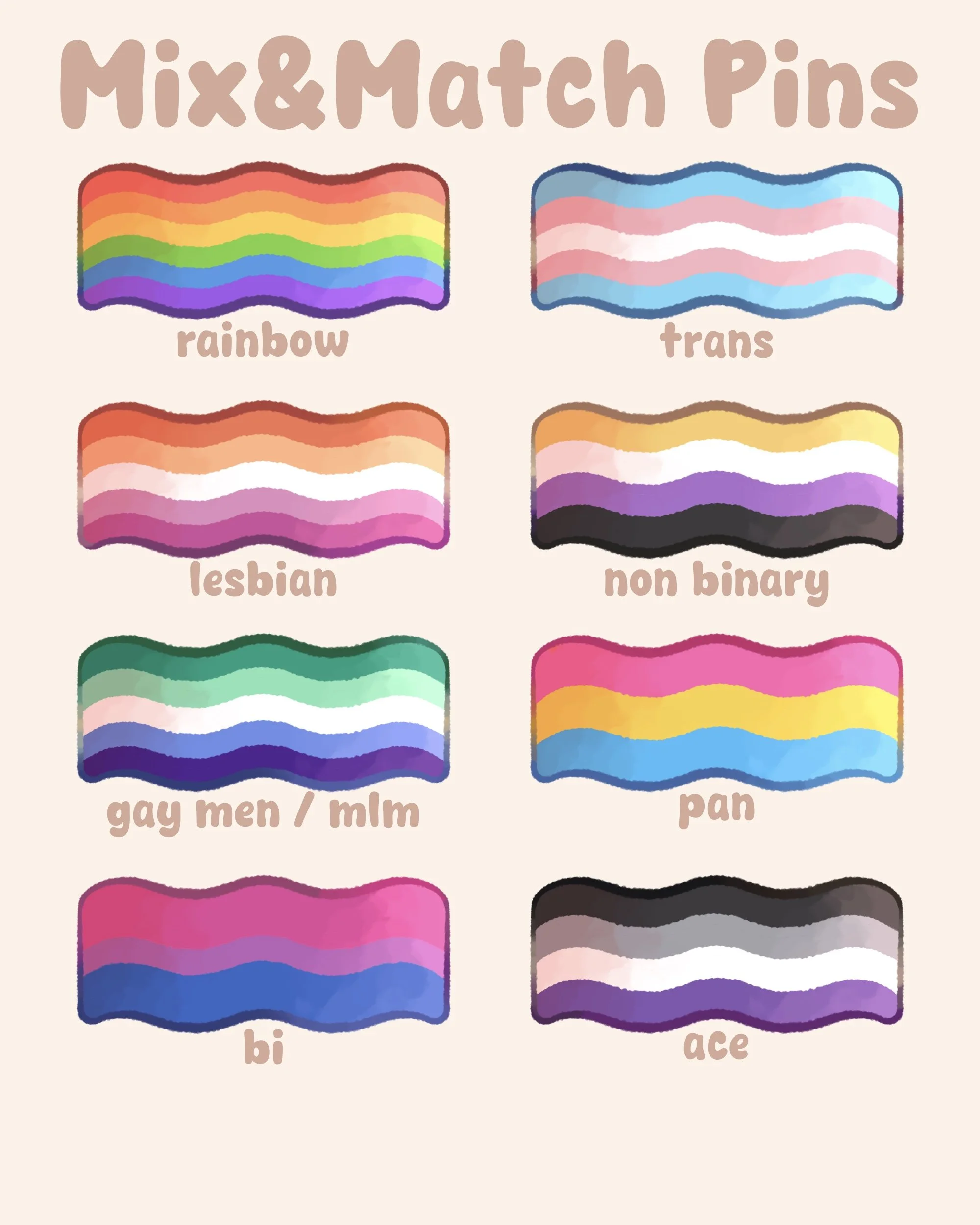 Mix&Match Holographic Pride/Pronouns Pins
