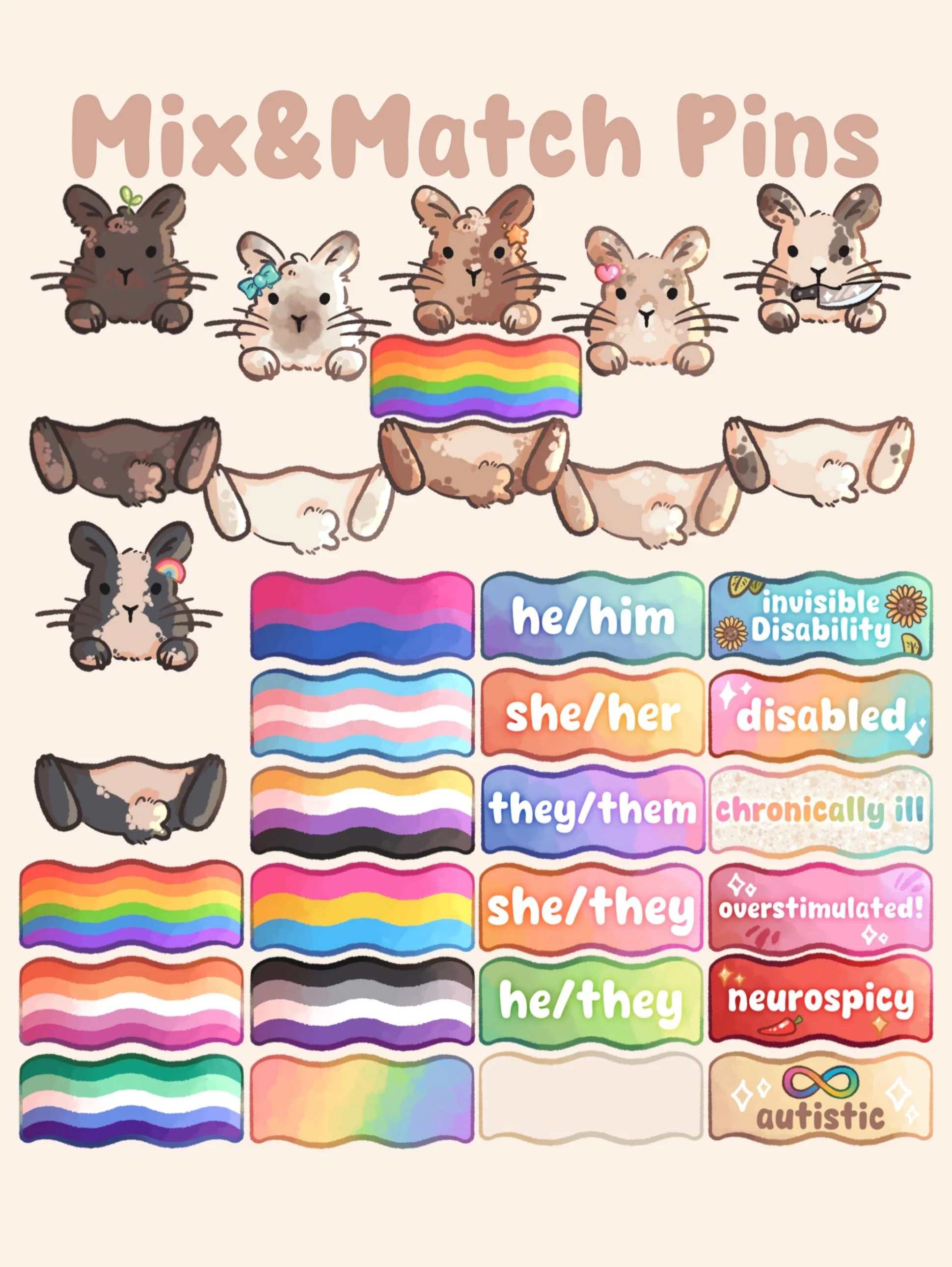 Mix&Match Holographic Pride/Pronouns Pins