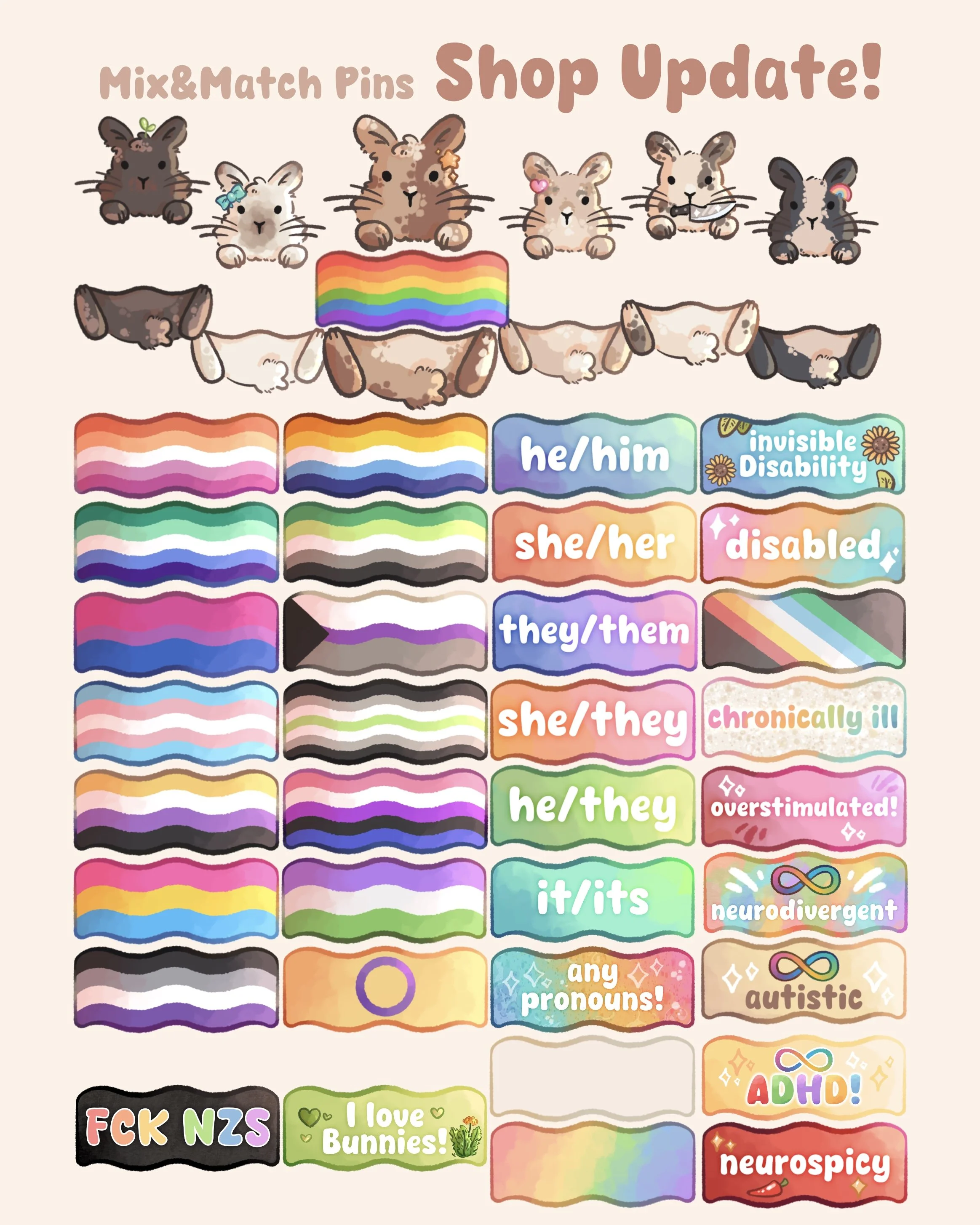 Mix&Match Holographic Pride/Pronouns Pins