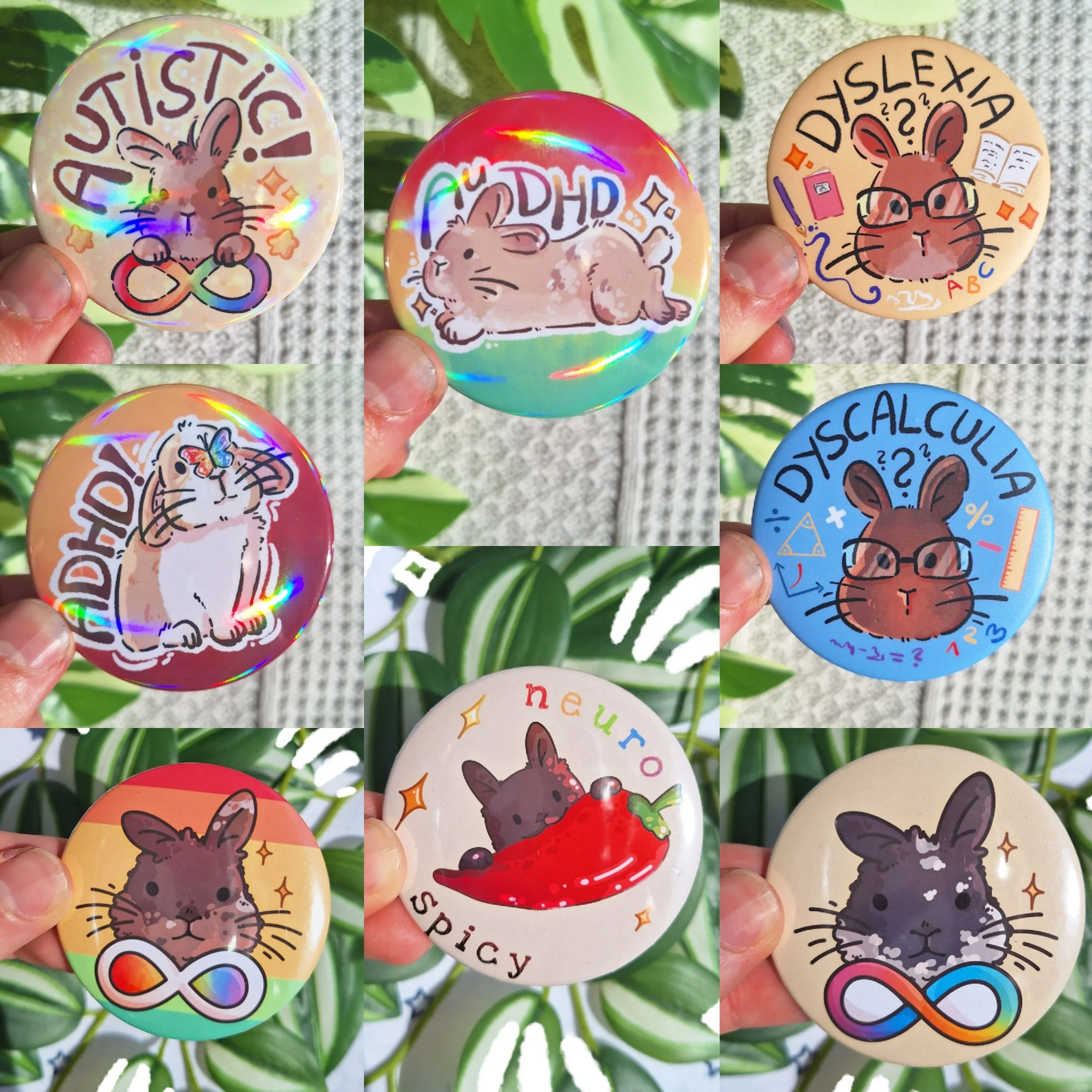 Neurodivergence Bun Button Pins