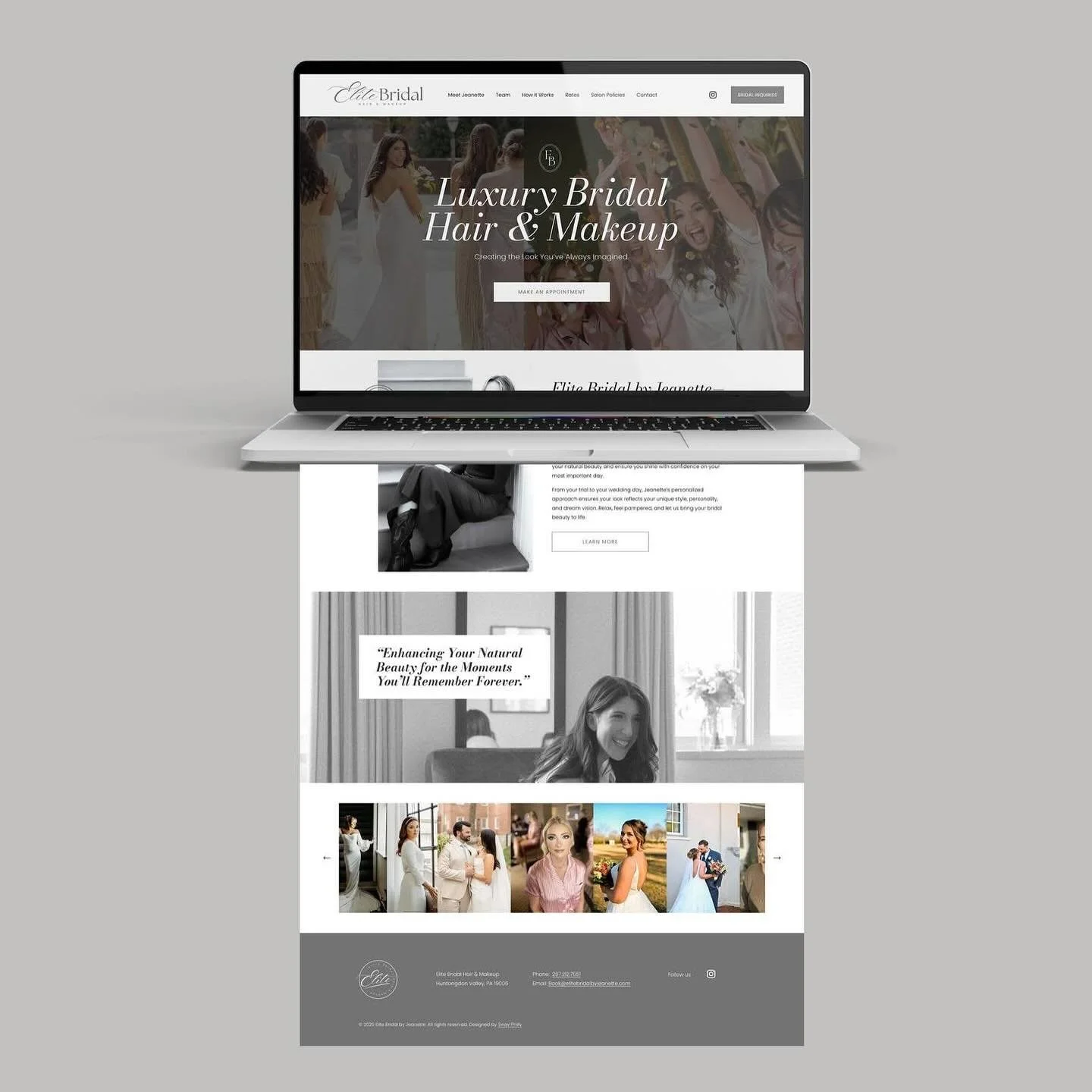 ✨ New Client Spotlight: Elite Bridal by Jeanette ✨
Thrilled to share the full brand launch for Elite Bridal by Jeanette &mdash; a luxury bridal hair &amp; makeup artist.

We crafted a fresh new brand identity, elegant business cards, and a fully rede