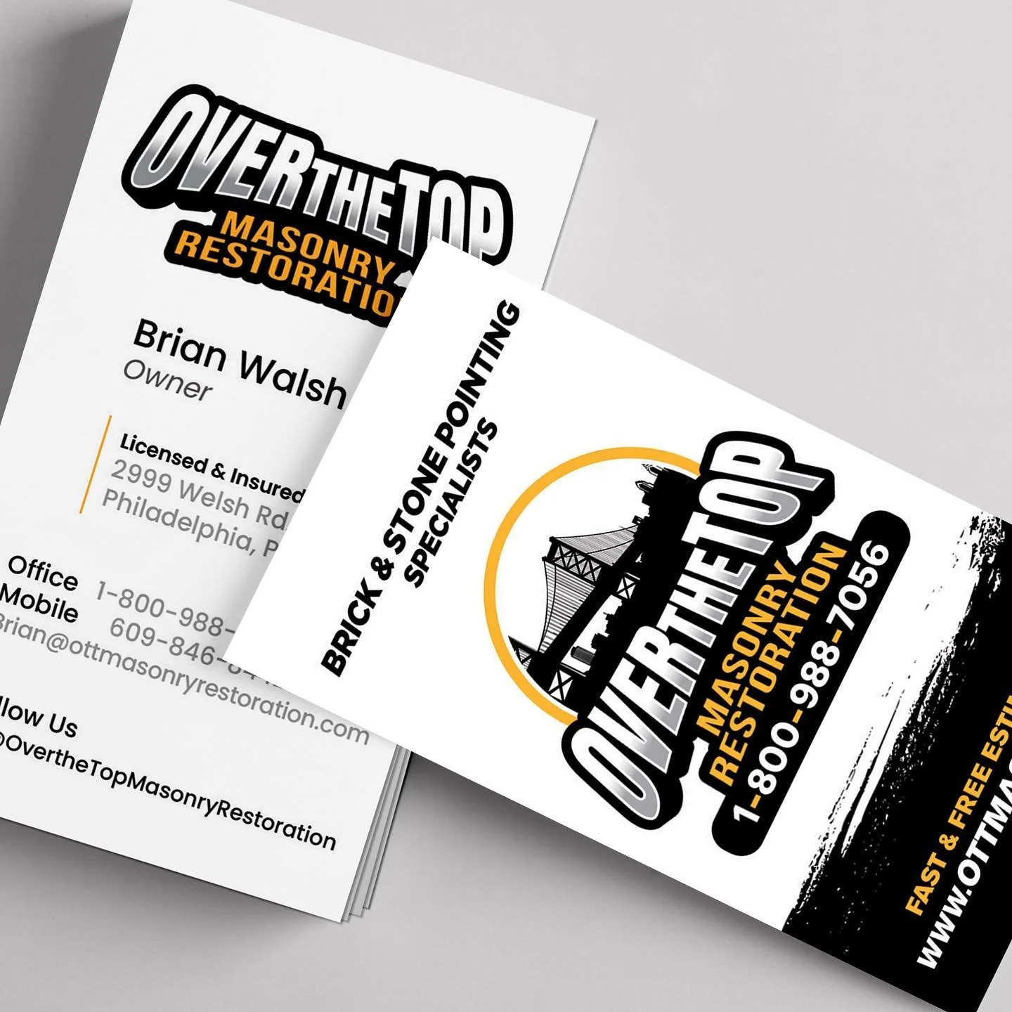 Branding and designs for @overthetopmasonryrestoration Provided new business cards and yard signs🔥➡️