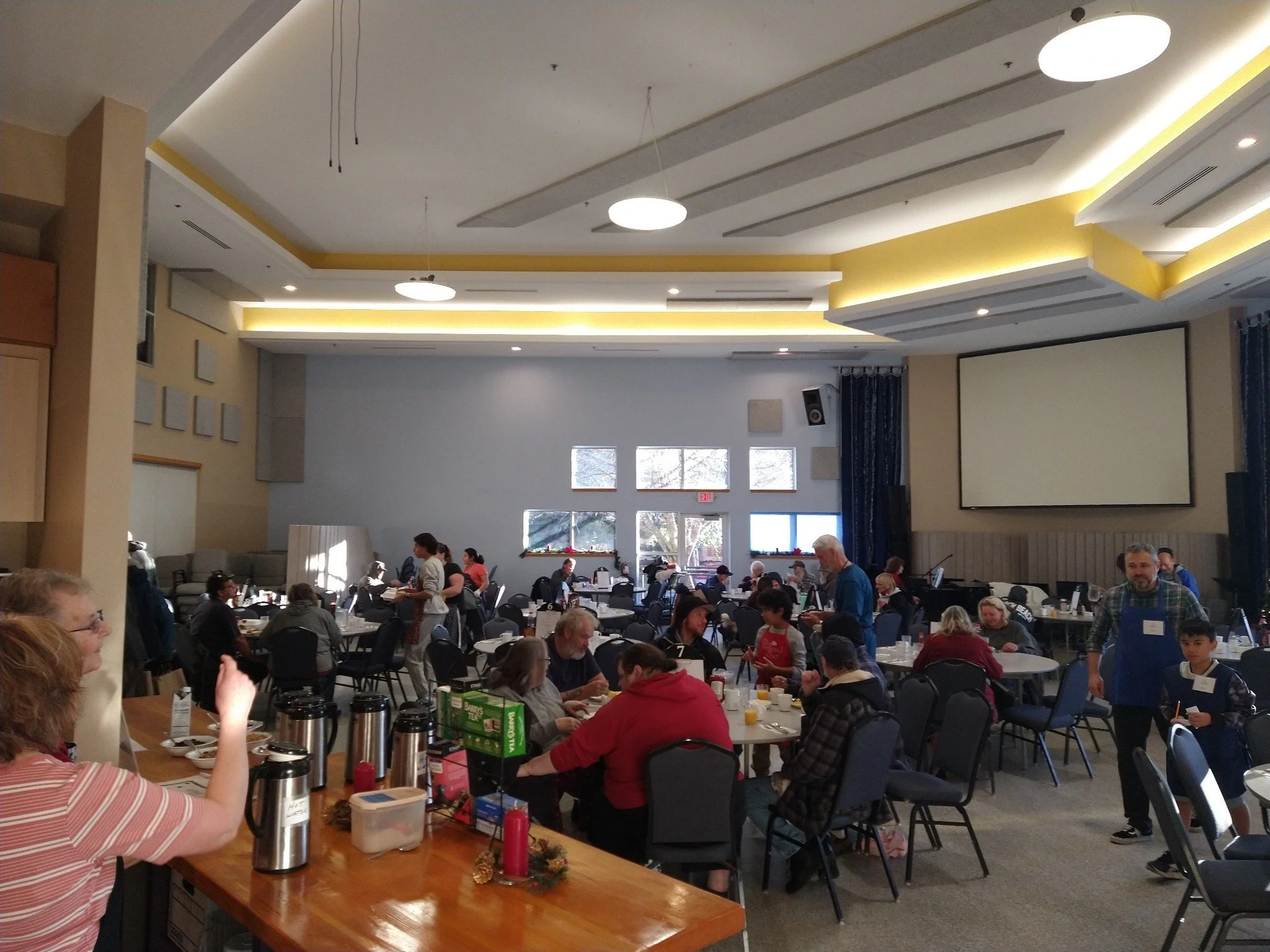 Guests dining-in for breakfast at Saturday Morning Breakfast.