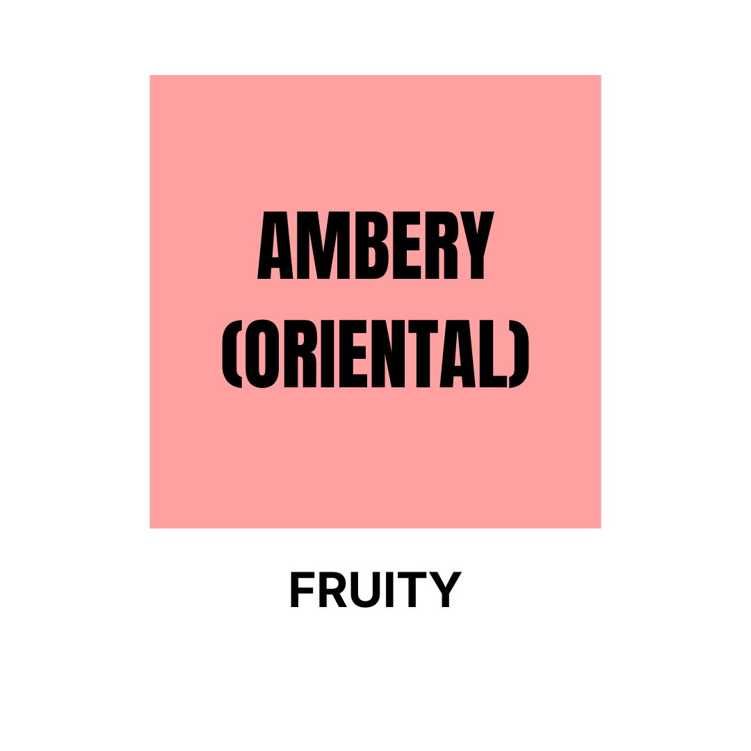 Pastel red ink squared sticker Ambery Oriental subfamily Fruity Olfactory Families WSSC visual branding