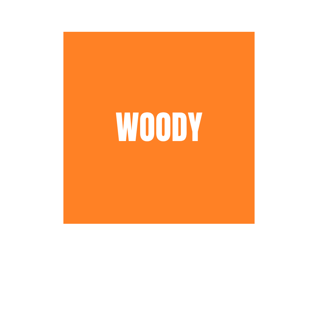 Neon Orange squared sticker Woody subfamily Aldehydic Olfactory Families WSSC visual branding