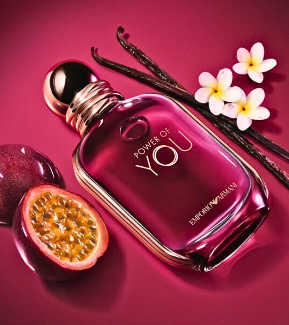 Power of You by Emporio Armani 2026 – passion fruit prestige fine fragrance with frangipani and vanilla, Maracuja Madness Zingy Tang trend Dark Tropicana by WSSC
