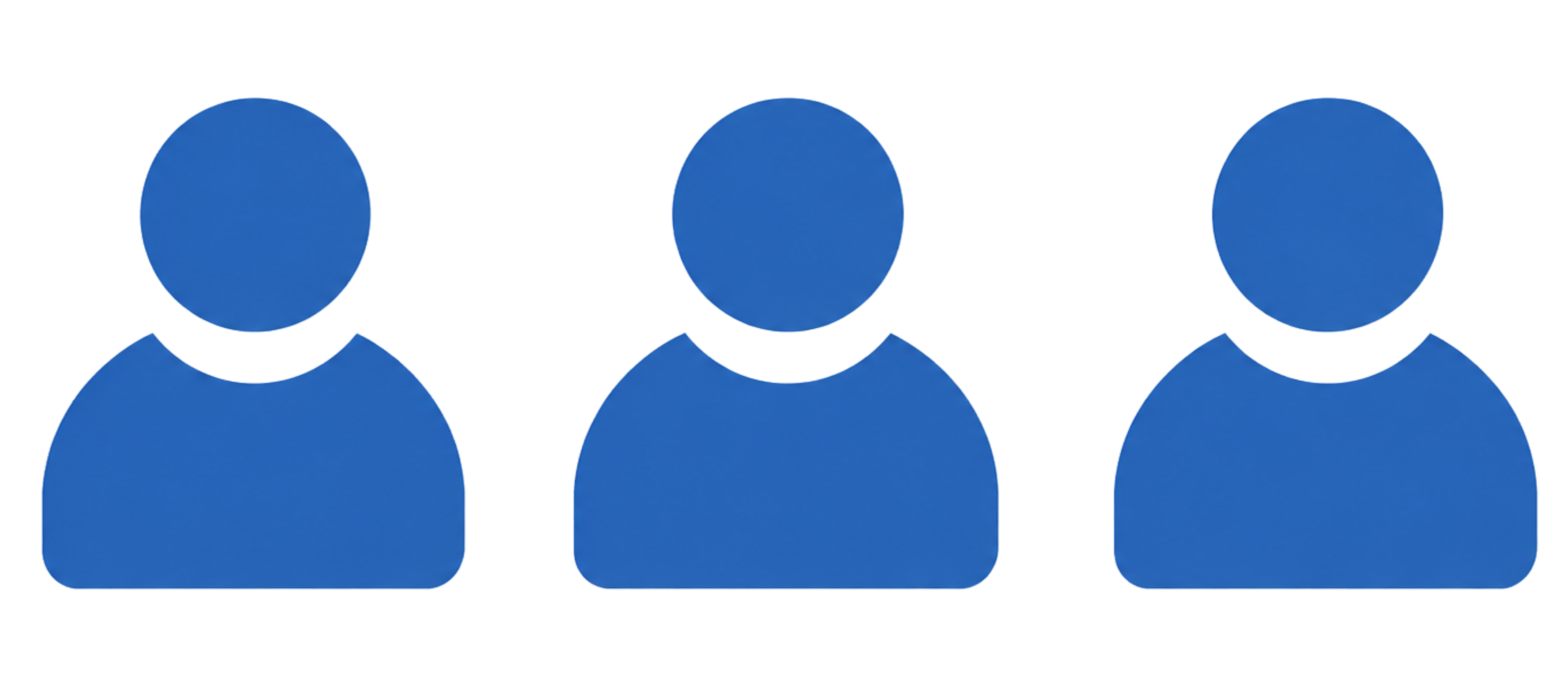 Icon of three blue human figures, representing a group or team.