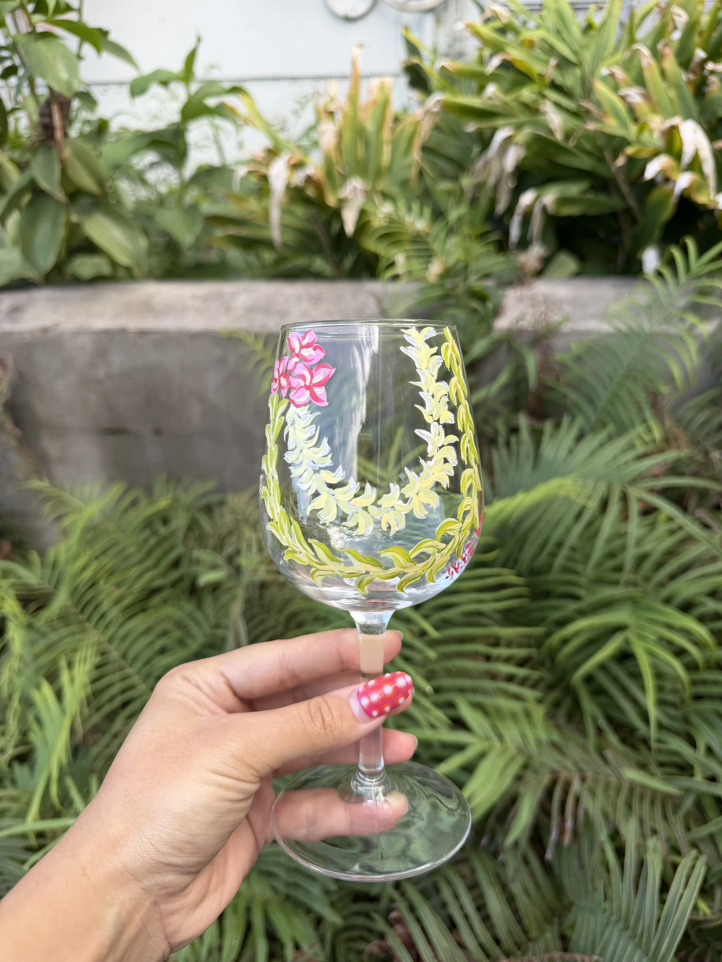 Pikake and Pakalana lei with Plumerias Glass