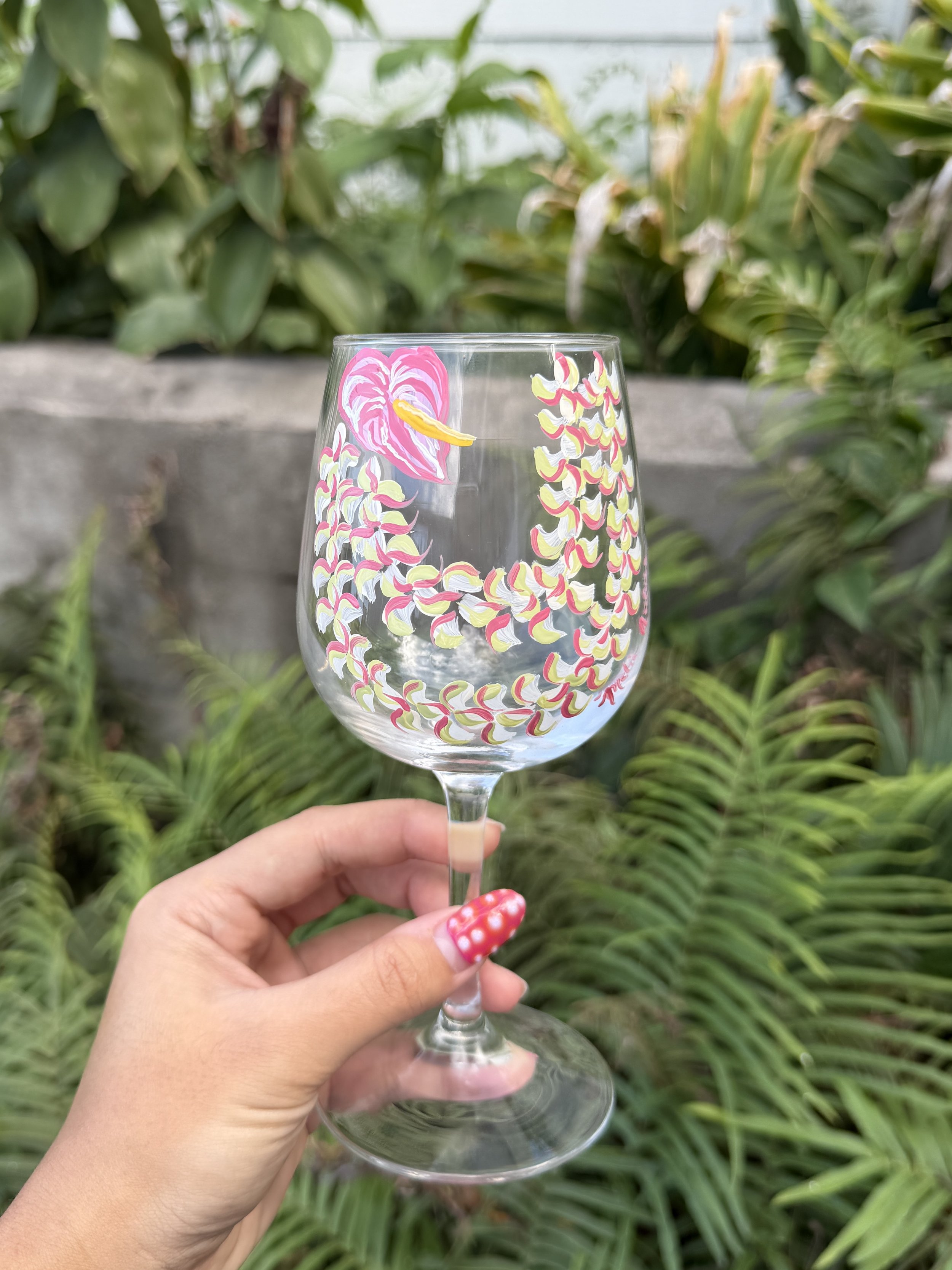 Lei with Anthurium Glass