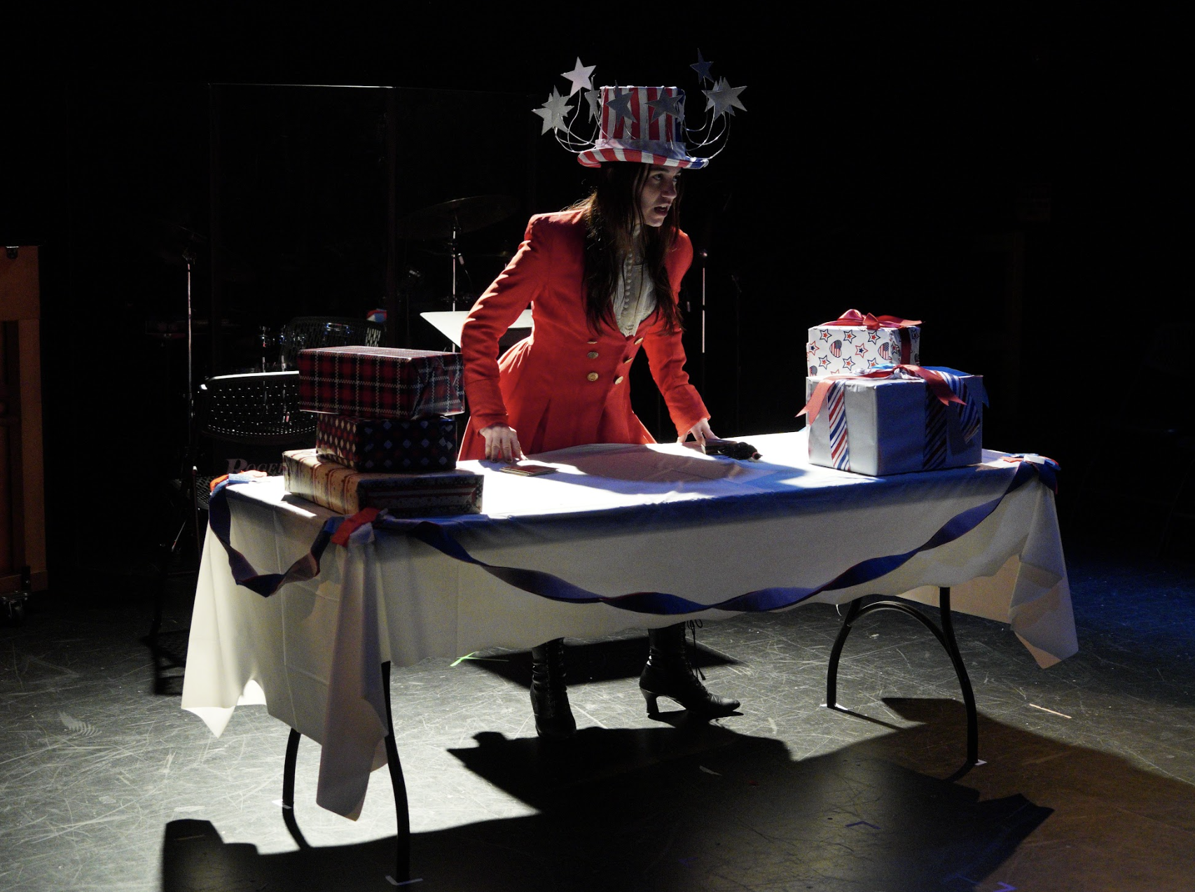 This hat was intended to present a combination of Hedy Lamarr and Uncle Sam 