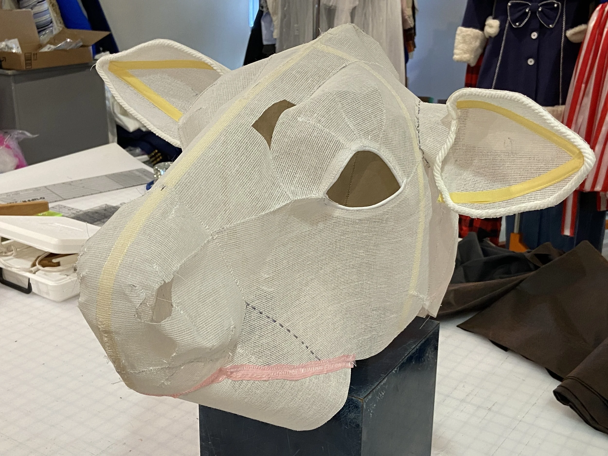 The base of the mask was built by the show's costume designer, then was passed onto me