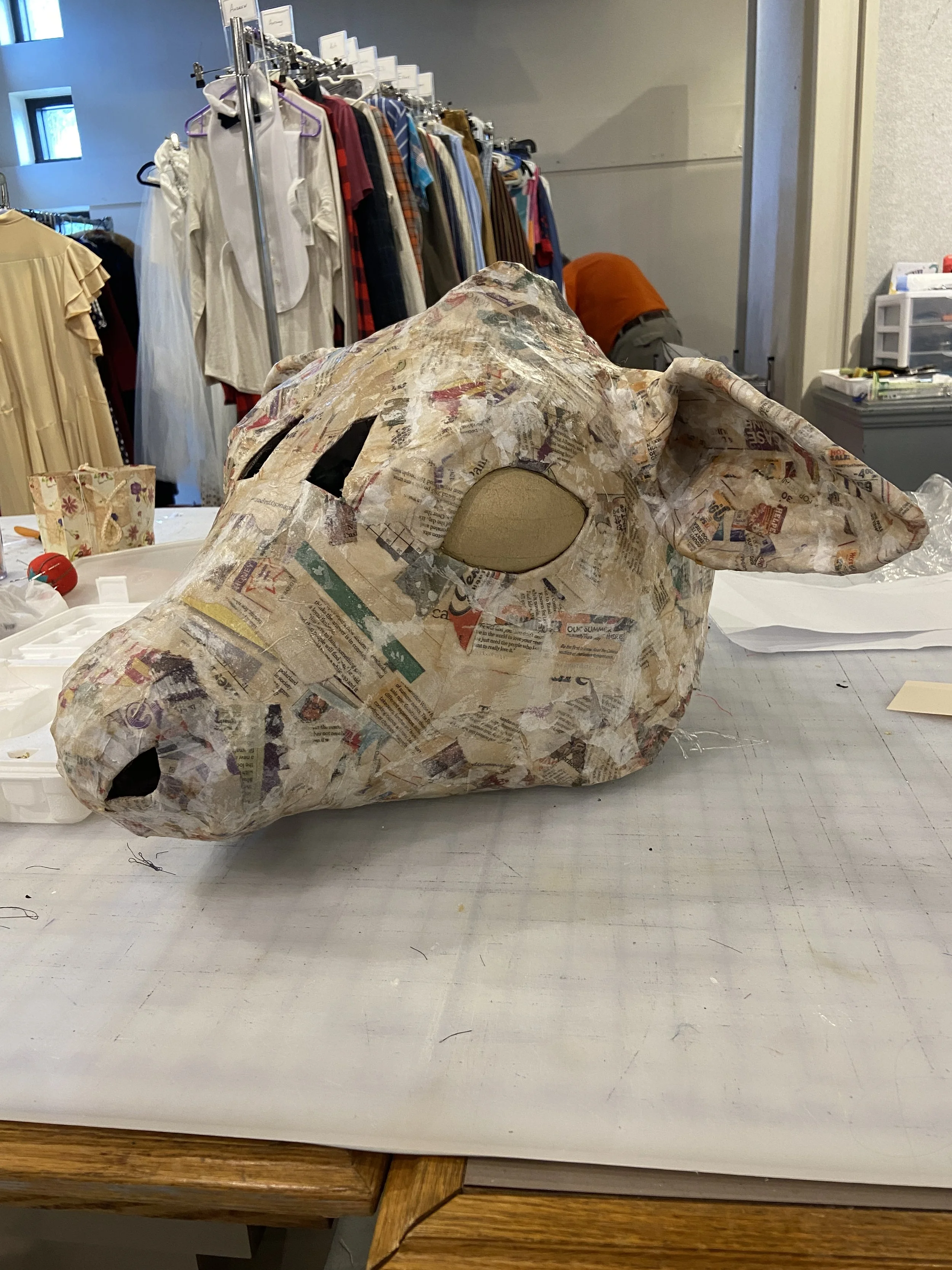 The first few layers were paper mache, then I moved onto plaster 