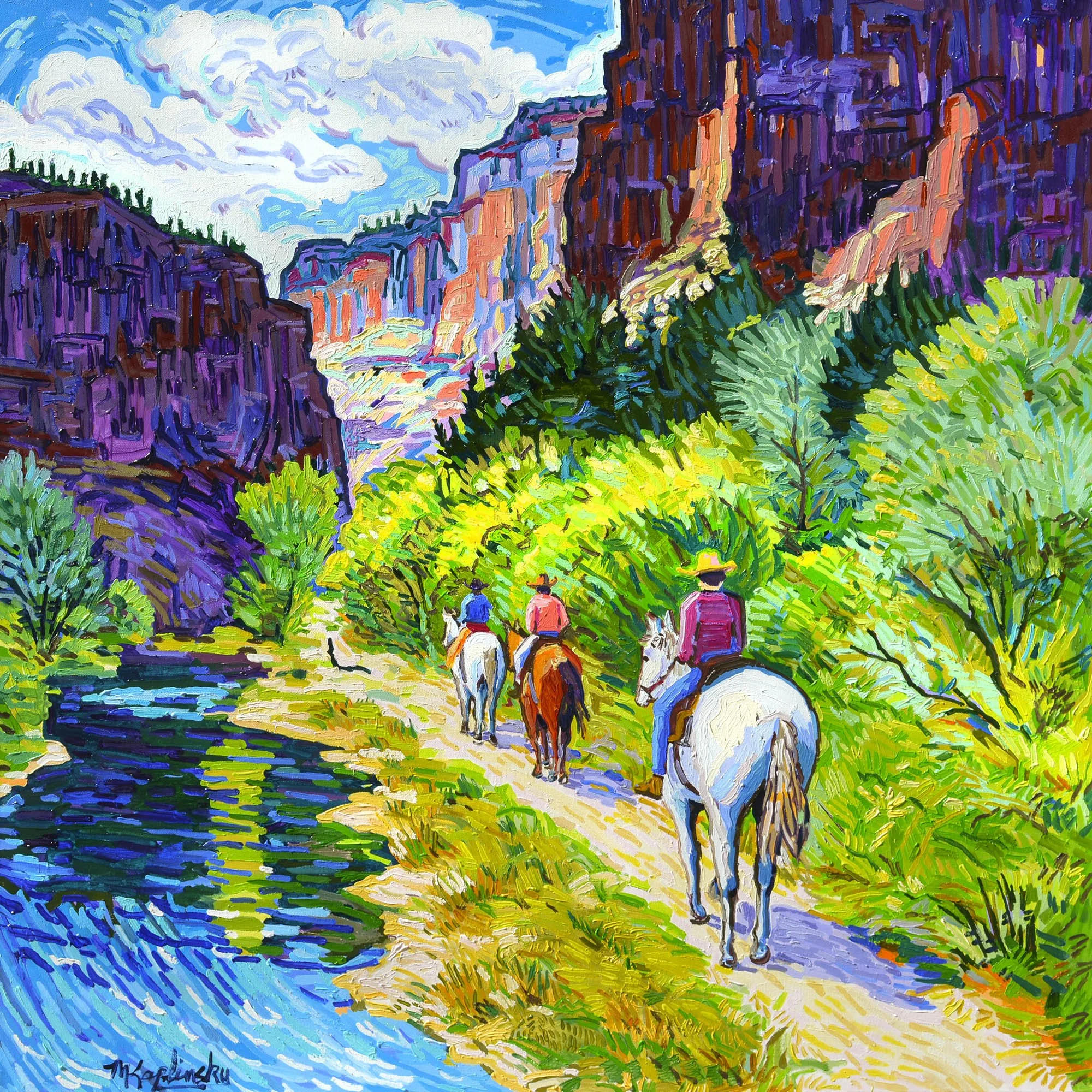 Canyon Trail Ride, 36x36 inches, oil on canvas