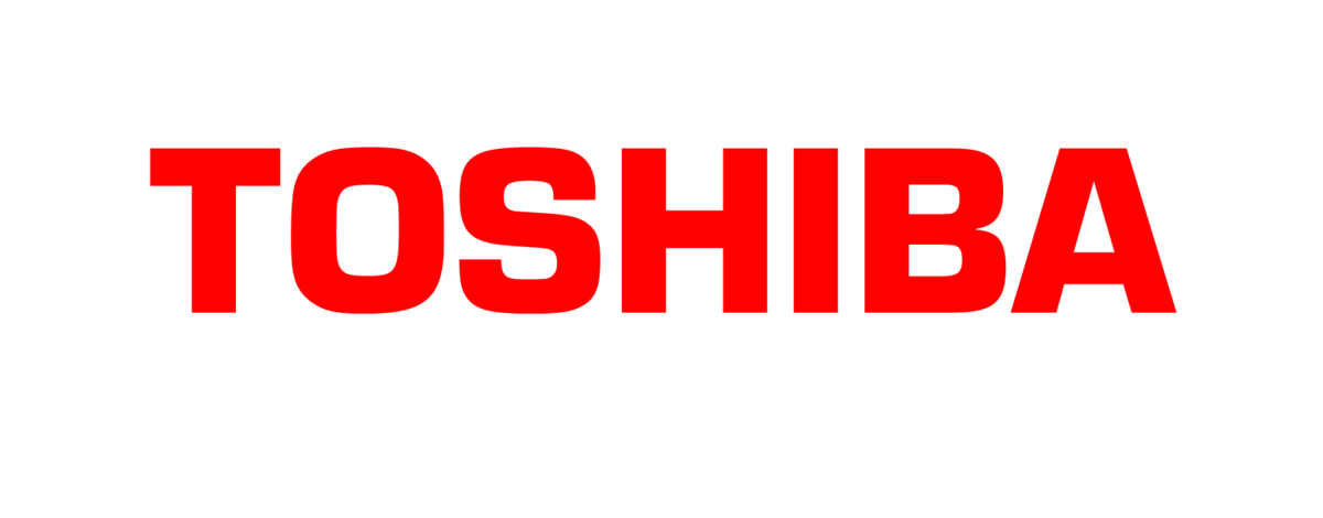 Black and red Toshiba logo on a plain white background.