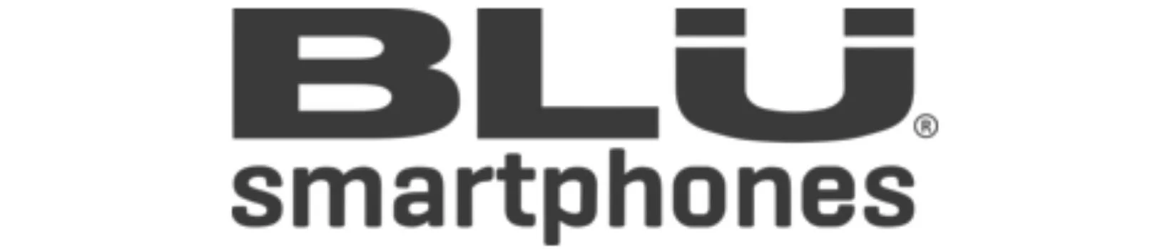 Logo of BLU smartphones, with the word 'BLU' in bold uppercase letters and 'smartphones' written below.