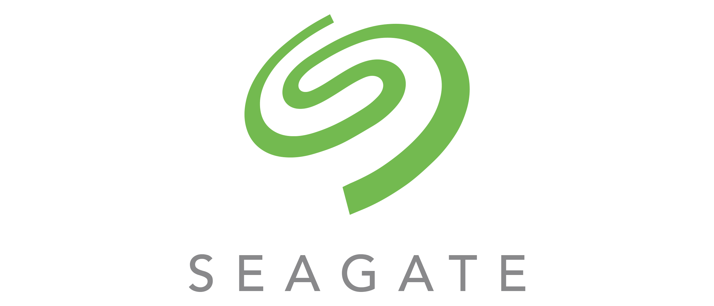 Seagate logo with green spiral design above the word 'SEAGATE'.