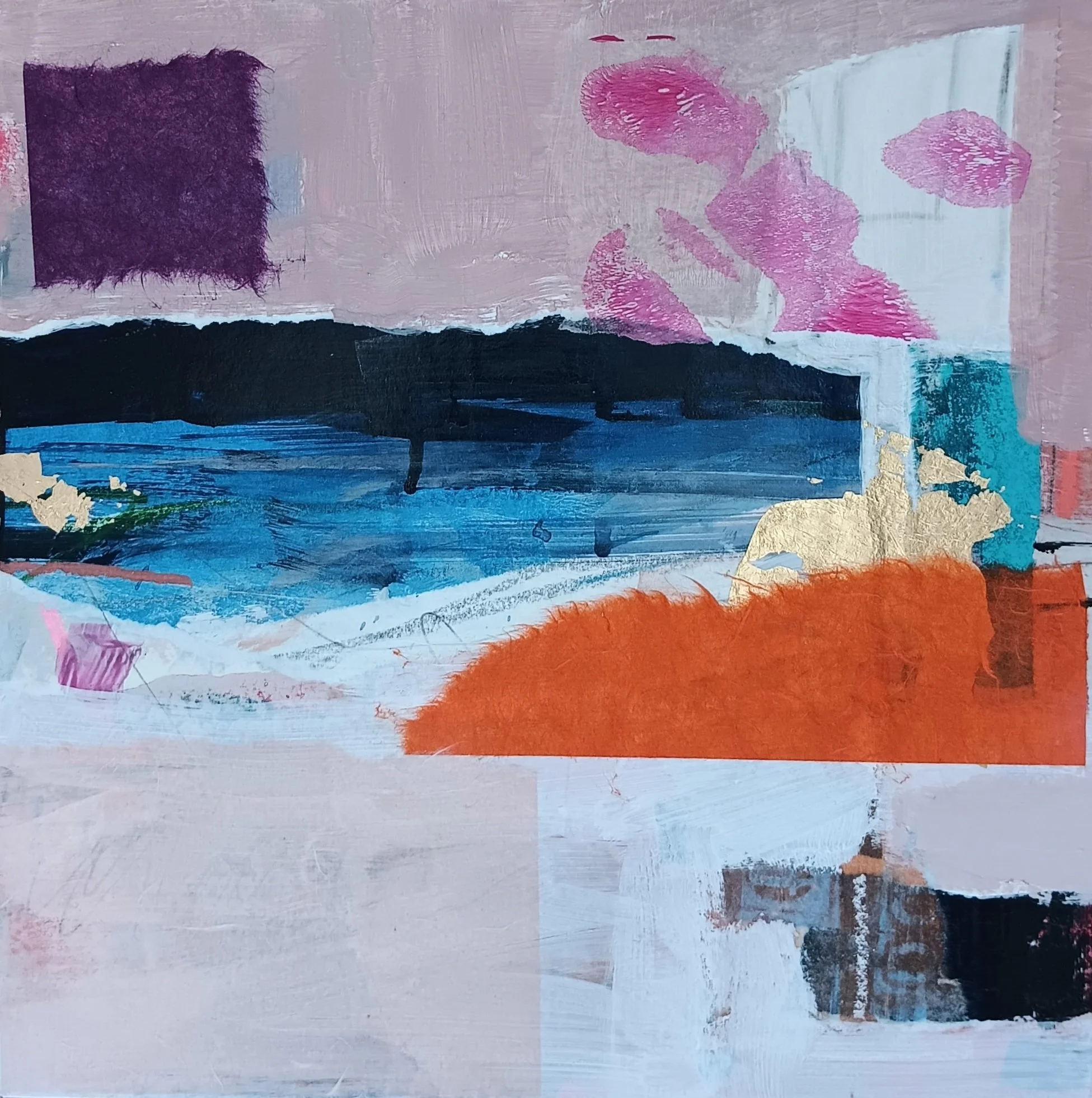 Nederland, 12 x 12". Mixed media on cradled wood panel. Available, $300.