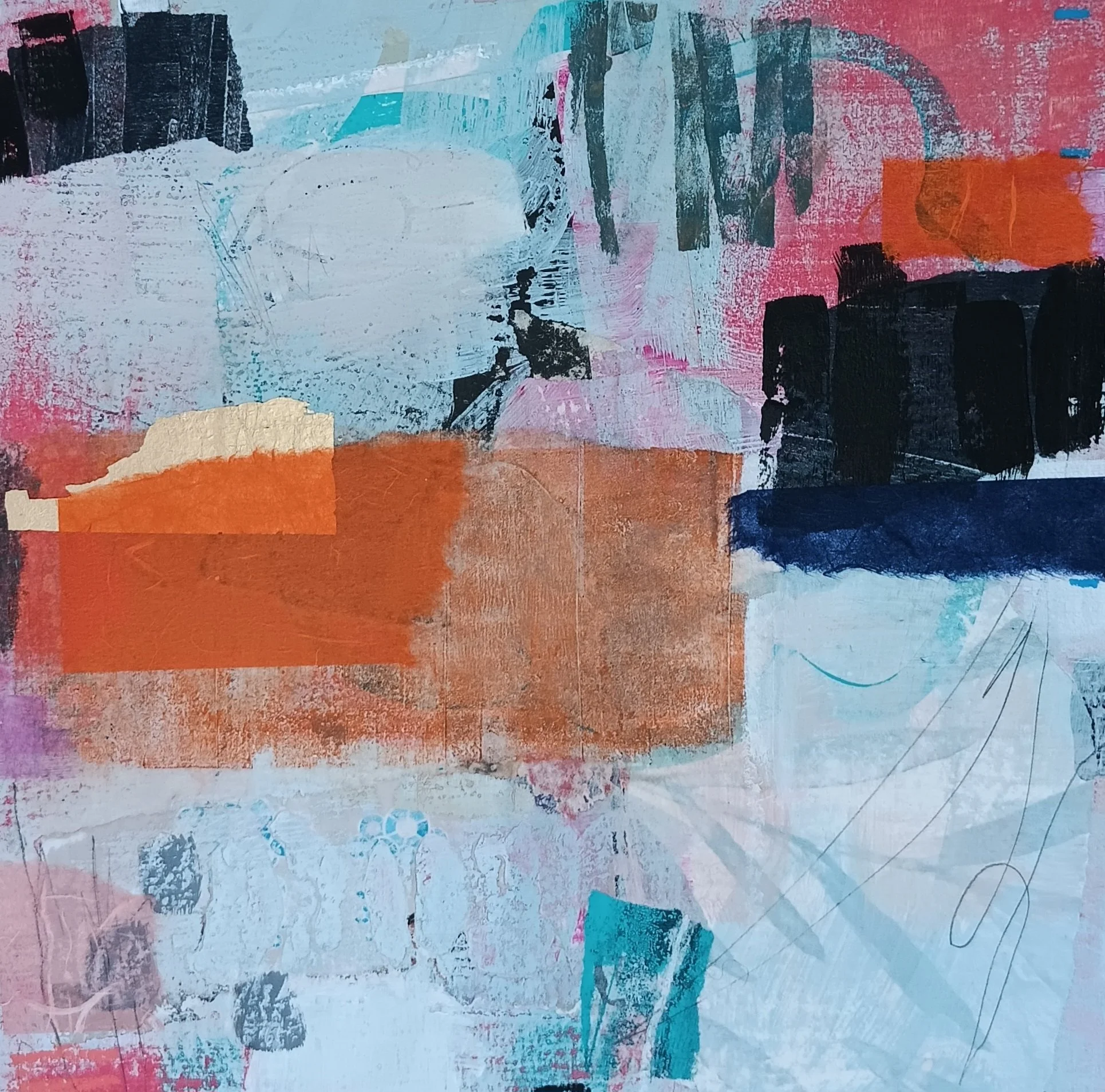 Idaho Springs, 12 x 12". Mixed media on cradled wood panel. Available, $300.