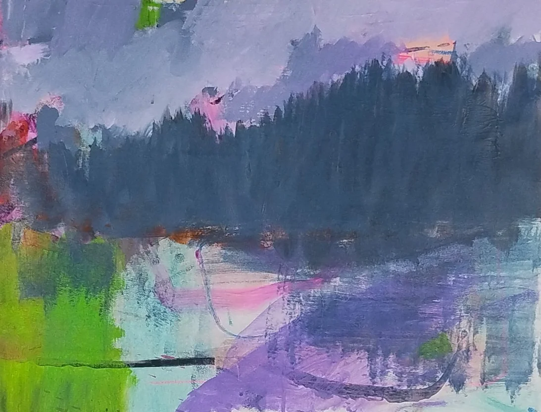 Sprague Lake, Pilgrim (2025), 24 x 18 inches, mixed media on canvas