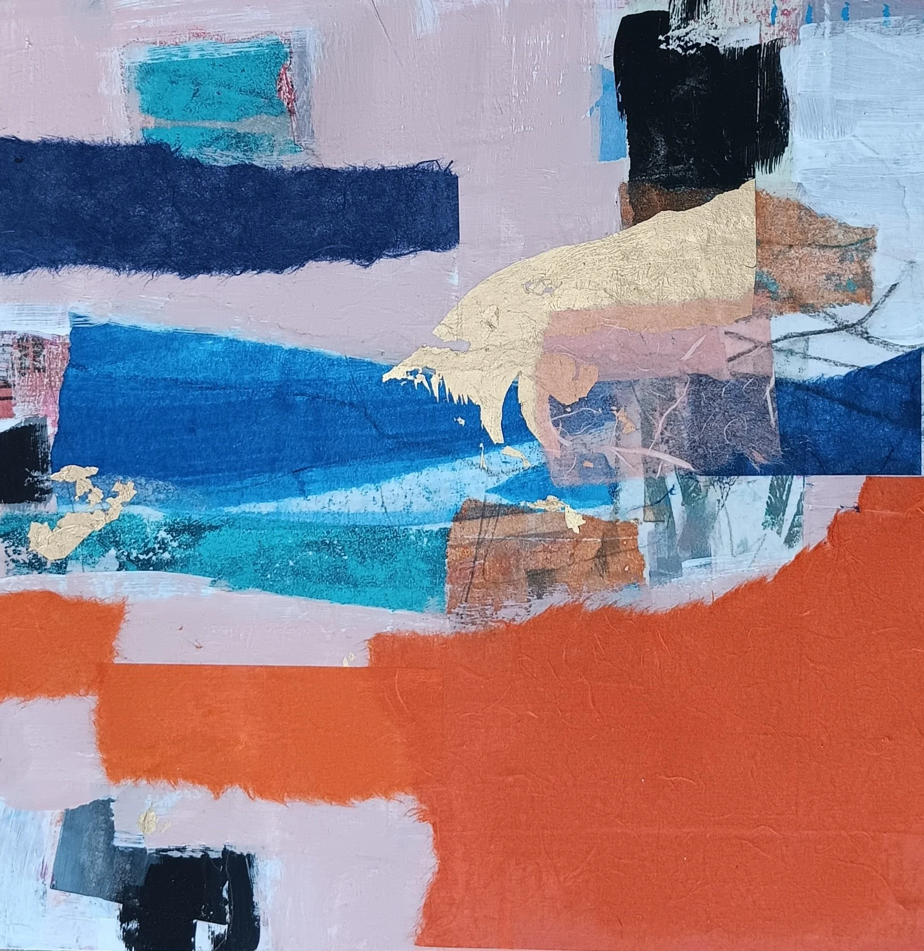Grand Junction, 12 x 12". Mixed media on cradled wood panel. Available, $300.