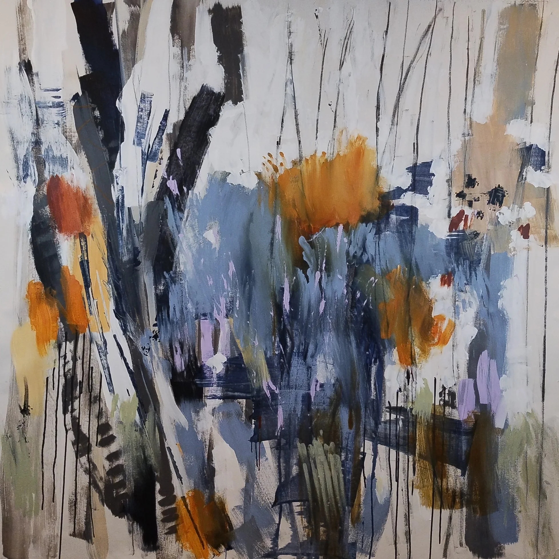 Apache Spring Road (2023), 57 x 57 inches, mixed media