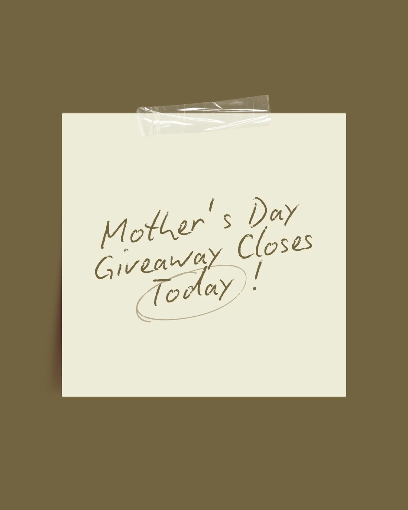 A little reminder &mdash; our Mother&rsquo;s Day giveaway closes today at 12PM. 🕰️

If there&rsquo;s a mother, caregiver, or mother figure you&rsquo;ve been wanting to celebrate, this is your sign to enter for them. A small way to give back to the o