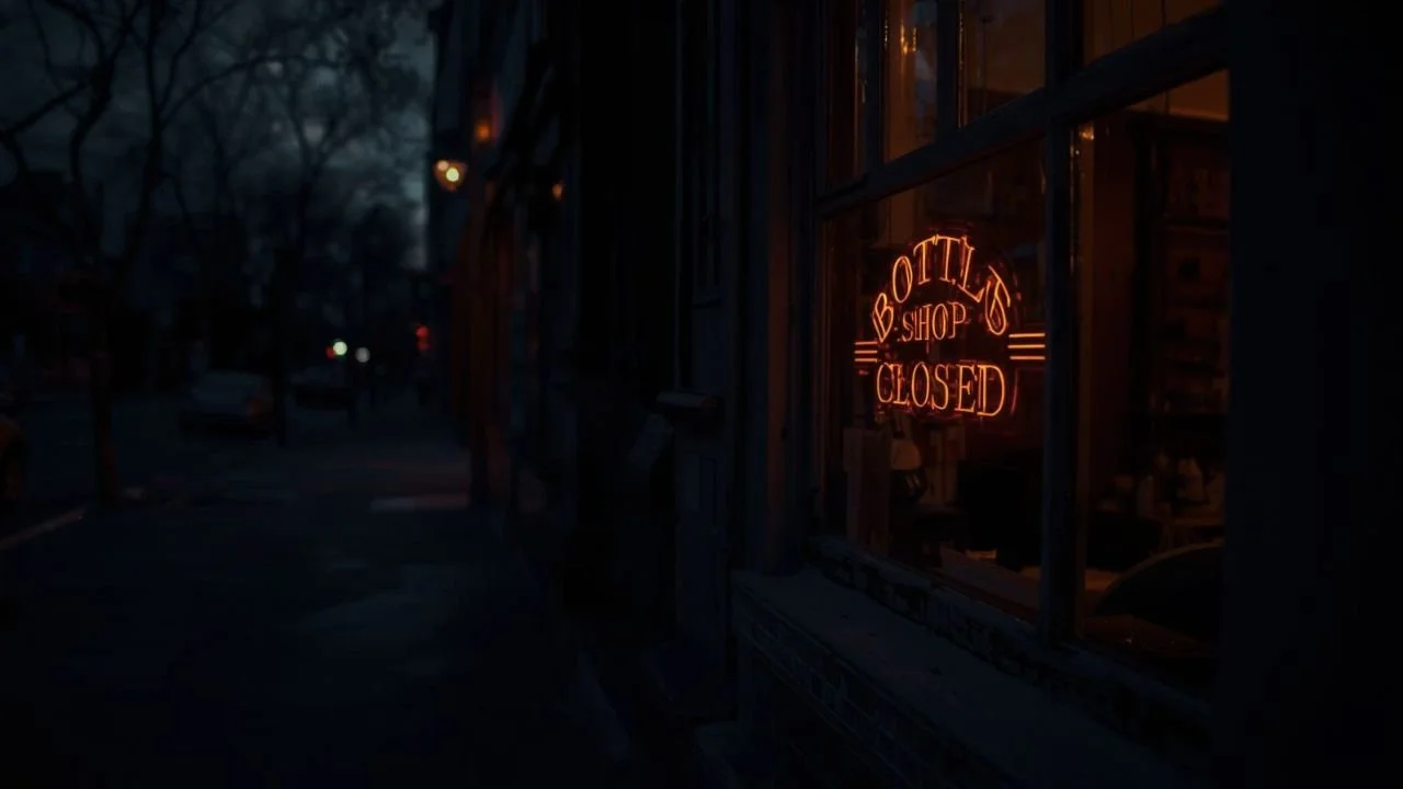 City street at night representing late-night alcohol delivery service.