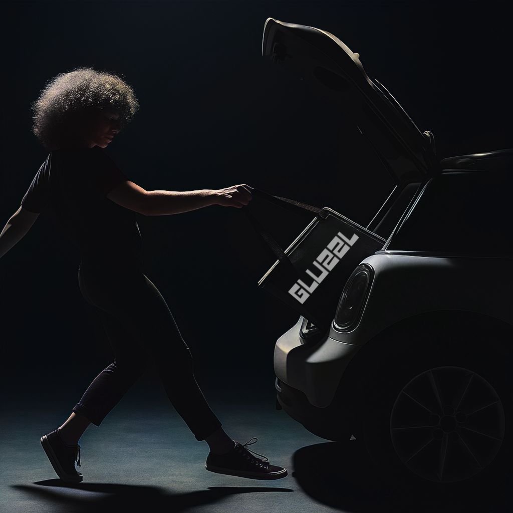 Courier pushing delivery cart with alcohol orders until midnight.