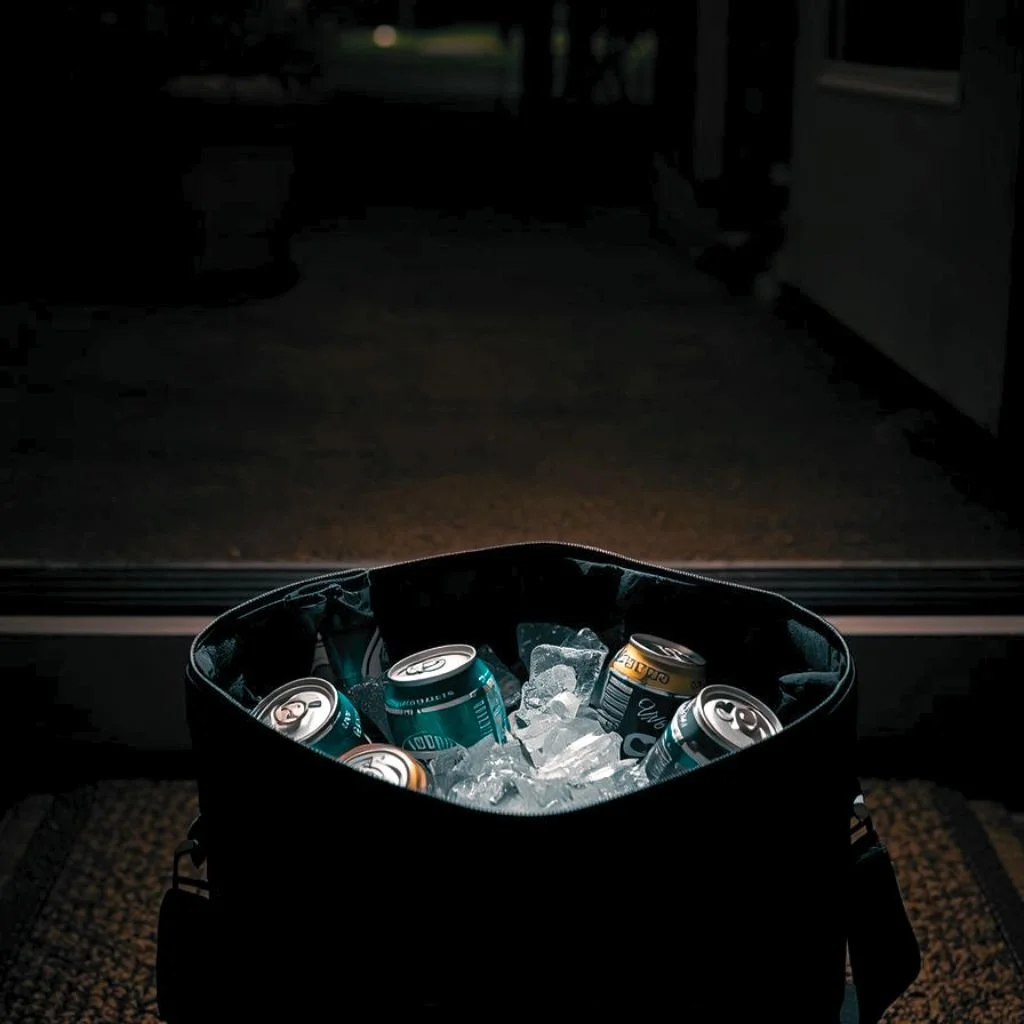 Beer bottles chilled on ice for a party with fast alcohol delivery.