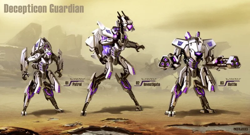The Decepticon Guardian used transformation to indicate state changes between patrol, investigate, and battle modes. Used in our stealth gameplay sections.
