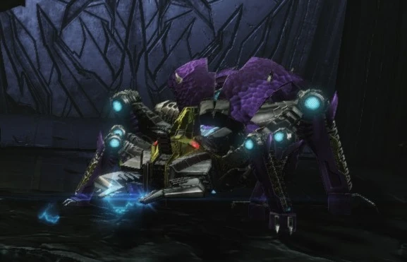 The Insecticon Bruiser was a heavy melee unit that would charge forward at players until it hit either a target or a wall. Hitting a wall would stun the Bruiser and expose its vulnerable abdomen.