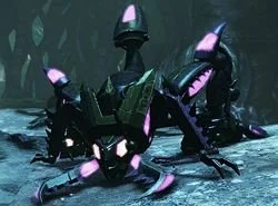 The Insecticon enemies were primarily designed around the melee-focused gameplay of Grimlock. The Swarmer was a fodder unit that would attack in large numbers, emerging from holes in the wall and crawling up over ledges to attack en masse.