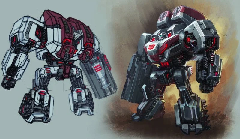 The Autobot Titan was one of the combatants unique to that faction. It was primarily a suppressor unit, using its massive gatling gun to push players around the space and behind cover.