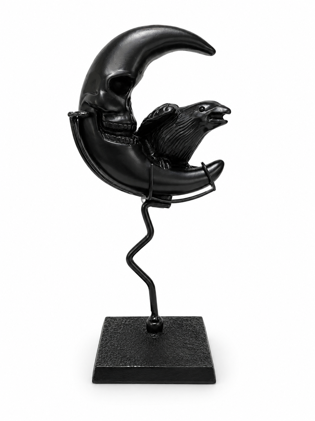 Black Obsidian moon with Raven