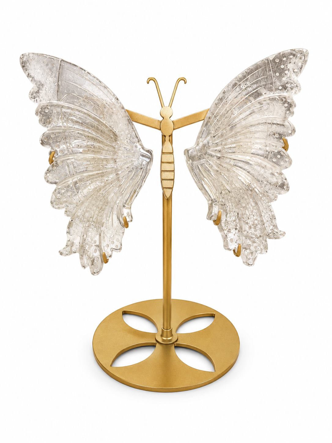 Garden Clear Quartz  Wings w/ Gold Stand
