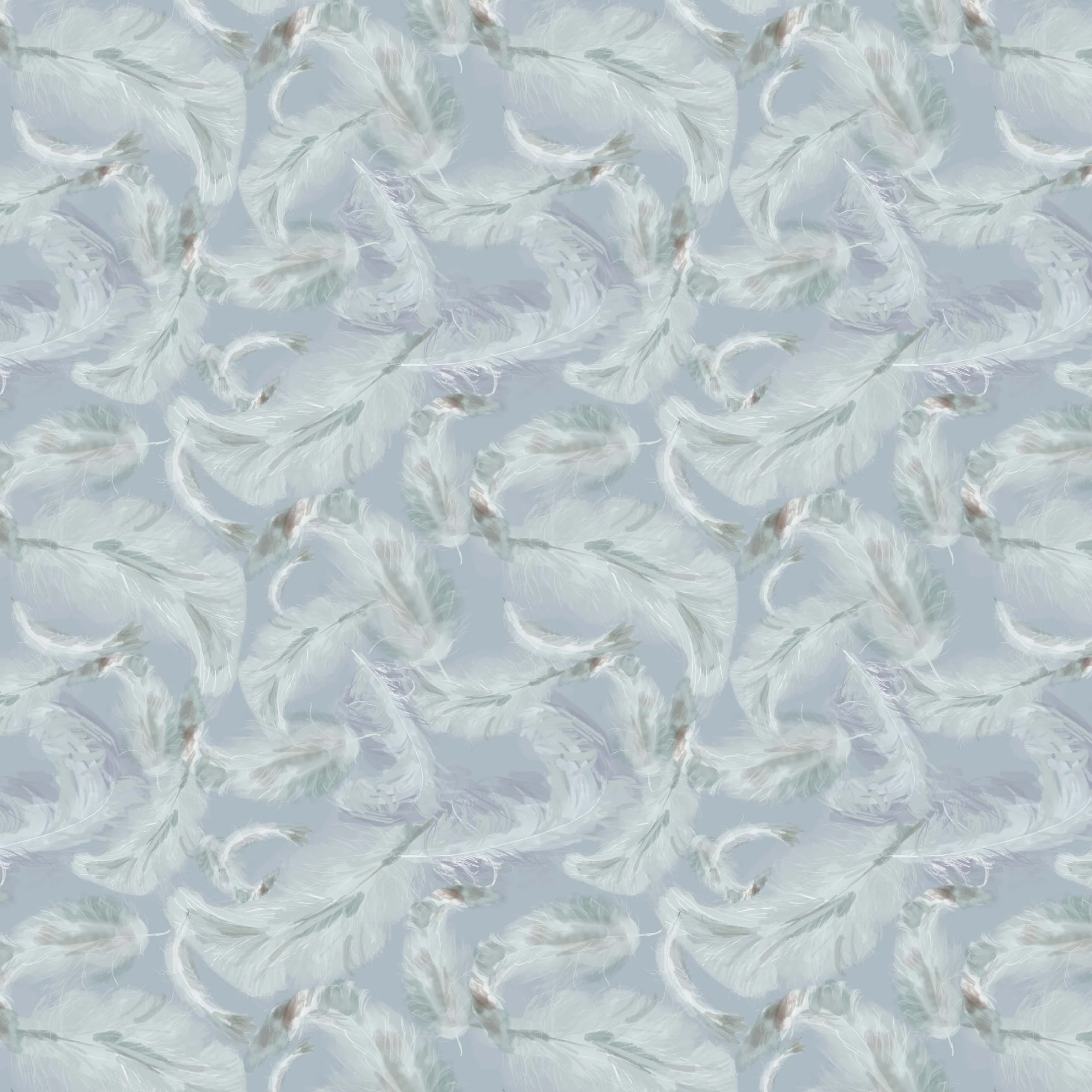 Repeating Pattern | Feathers | Bird Illustration | Nature-Inspired Pattern | Watercolours | River pattern | Feather Pattern | Home Decor | Wallpaper | Bed Linen | Home Decor