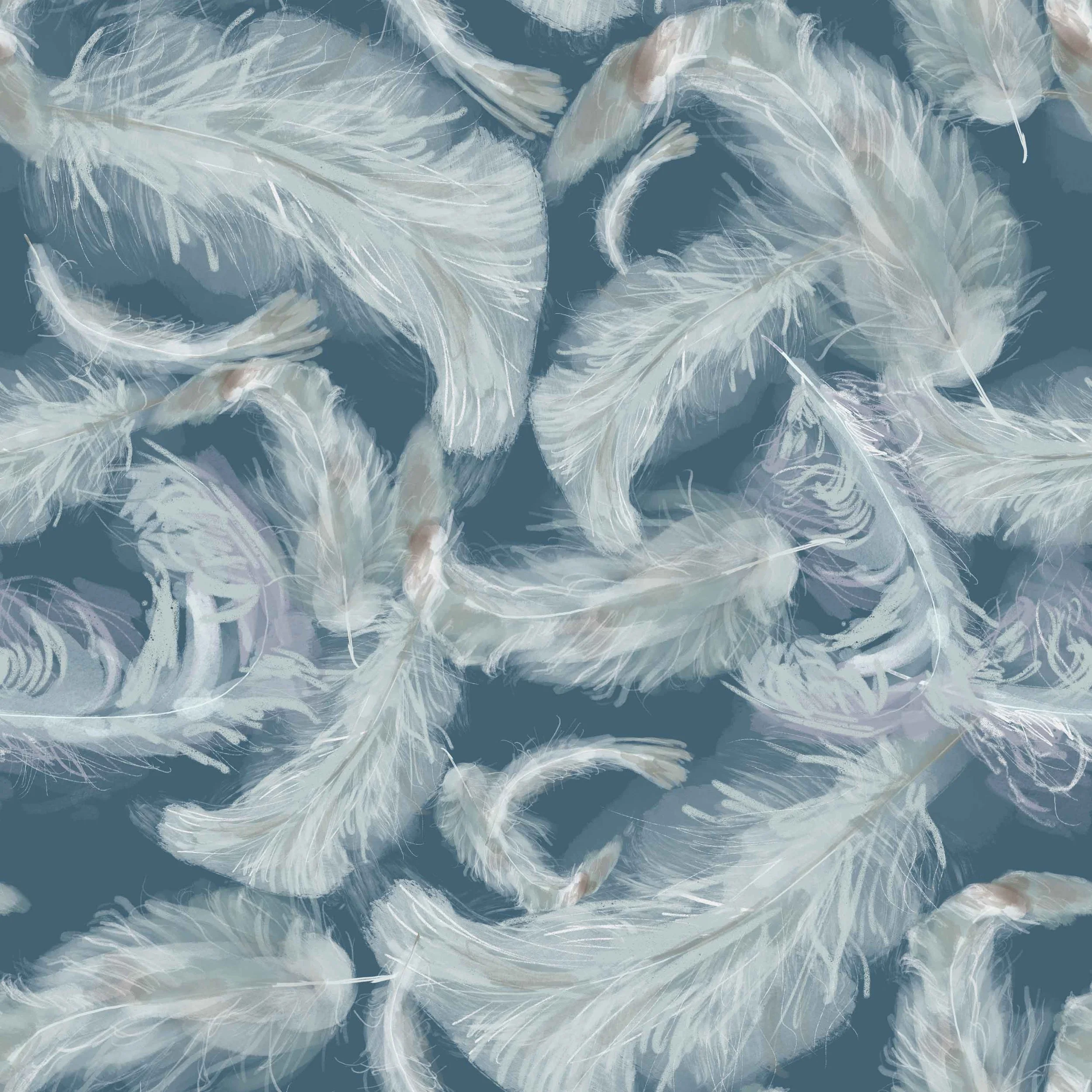 Repeating Pattern | Feathers | Bird Illustration | Nature-Inspired Pattern | Watercolours | River pattern | Feather Pattern | Home Decor | Wallpaper | Bed Linen