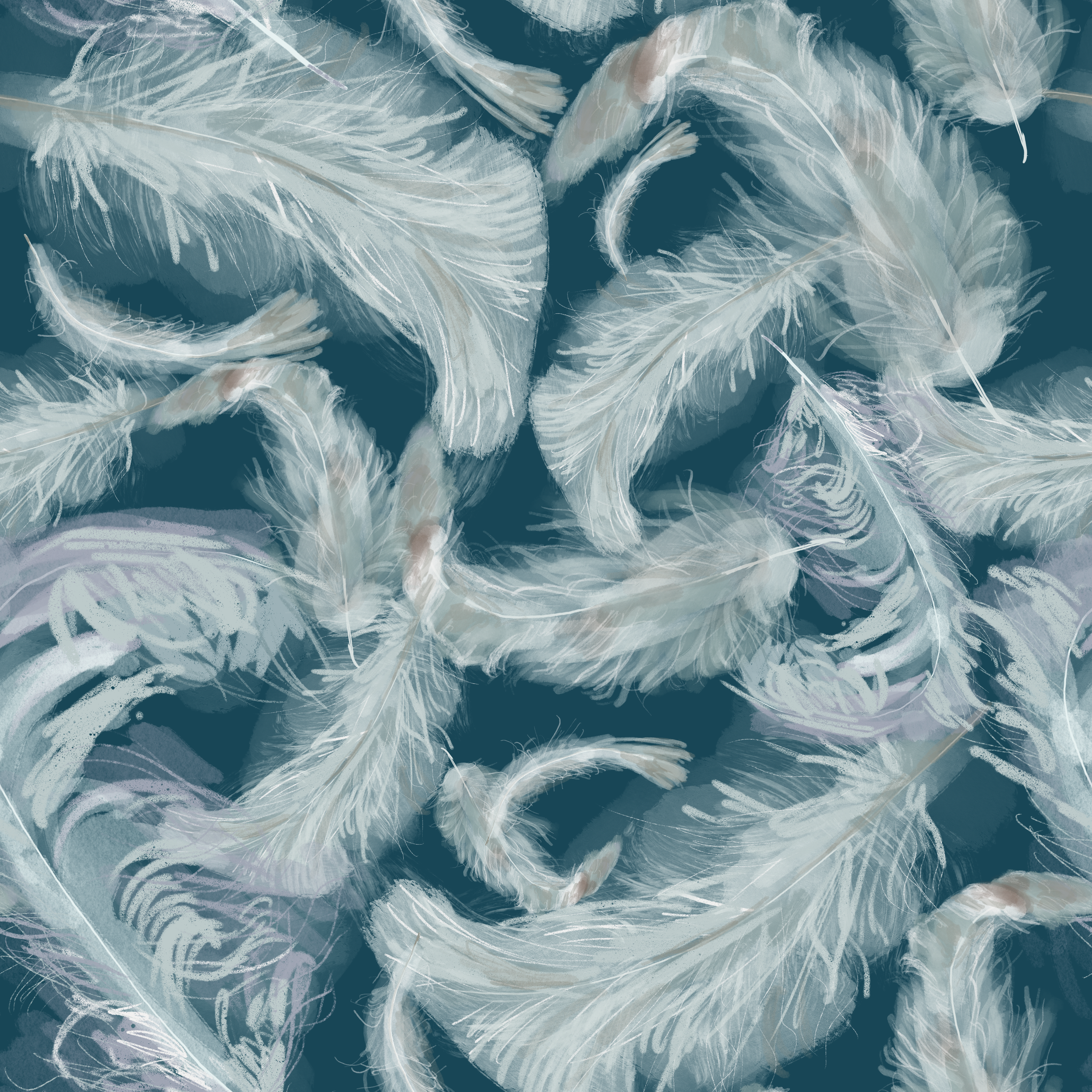 Repeating Pattern | Feathers | Bird Illustration | Nature-Inspired Pattern | Watercolours | River pattern | Feather Pattern