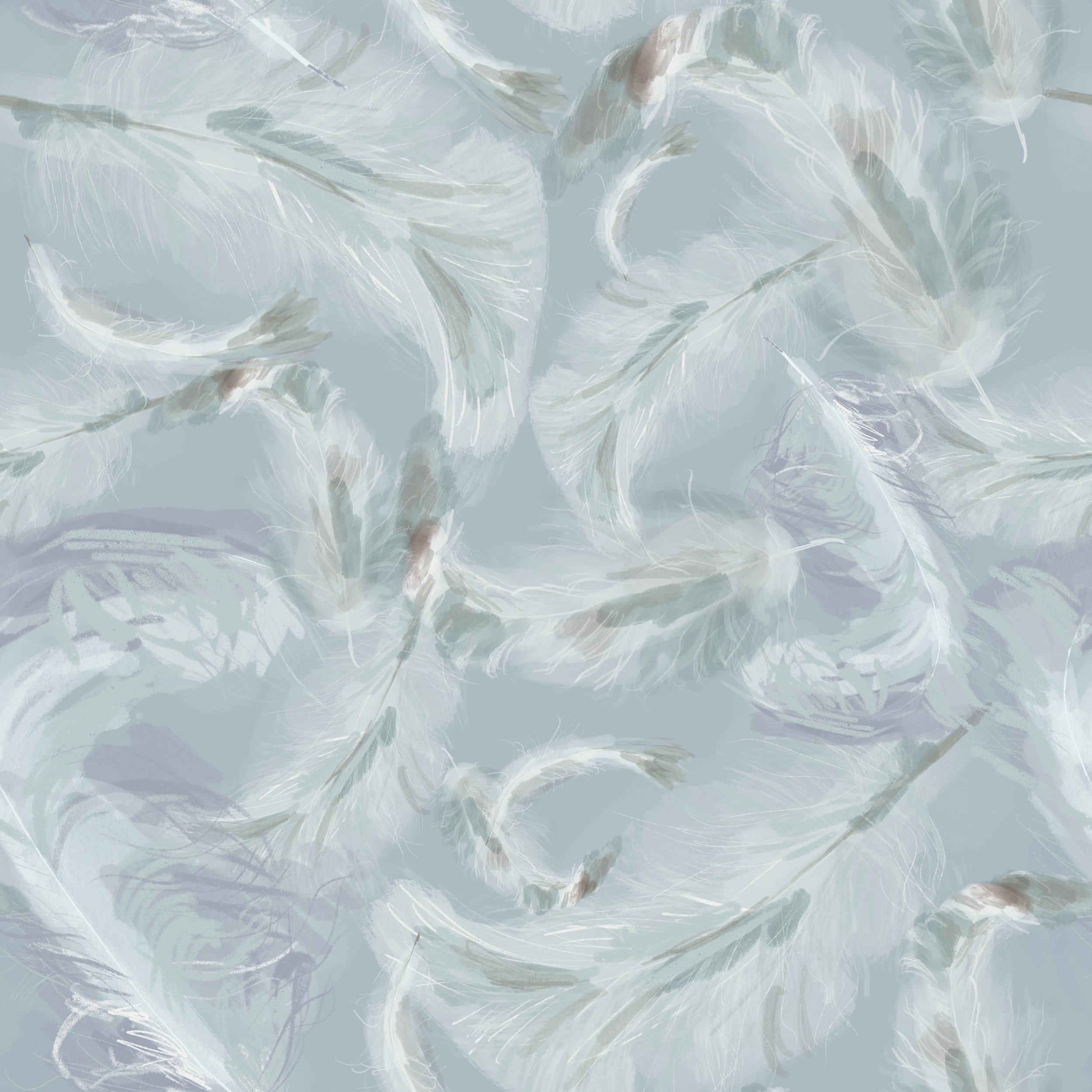 Repeating Pattern | Feathers | Bird Illustration | Nature-Inspired Pattern | Watercolours | River pattern | Feather Pattern