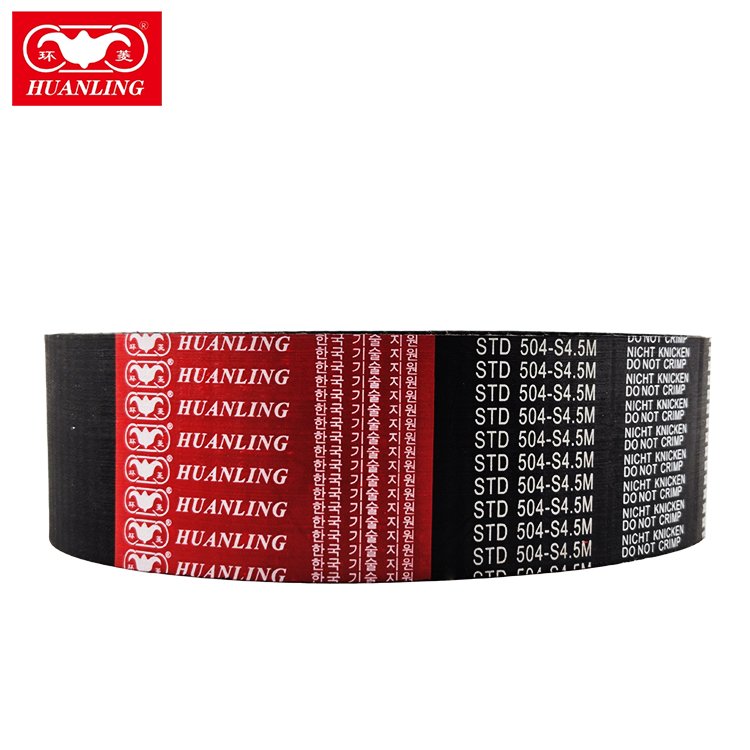 A roll of black electrical tape with red and white branding labeled "HUANLING" and specifications STDS 504-S4.5M.