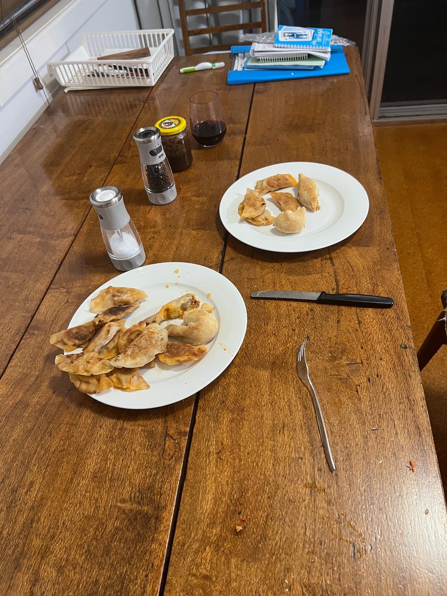Fried pork dumplings and Burek for dinner.
