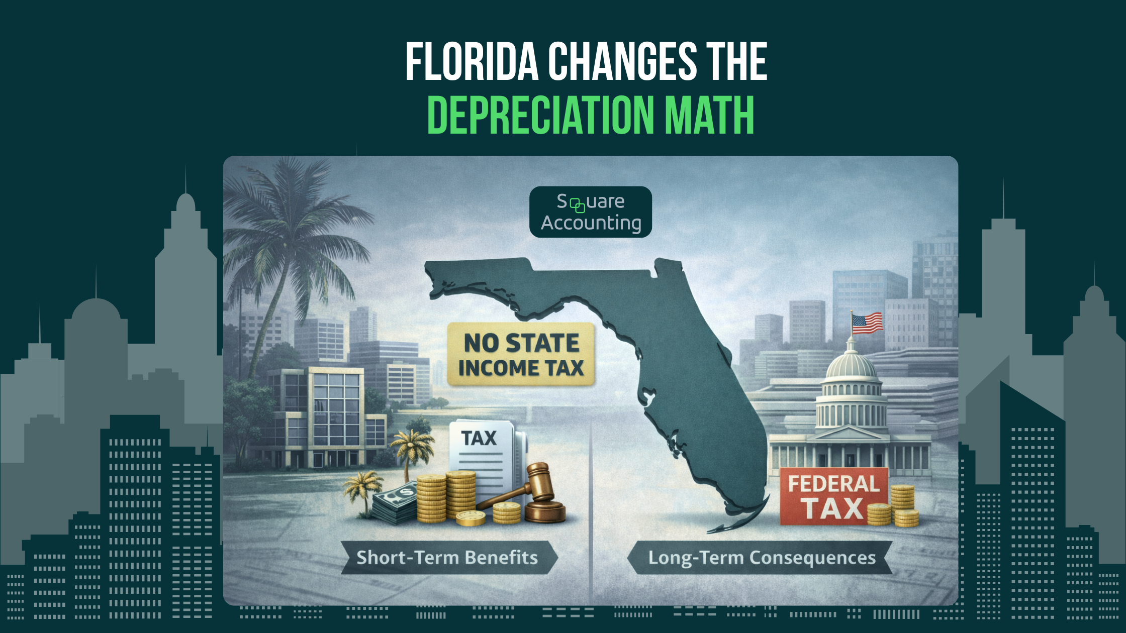 Florida depreciation planning for real estate investors showing no state income tax and federal depreciation recapture considerations