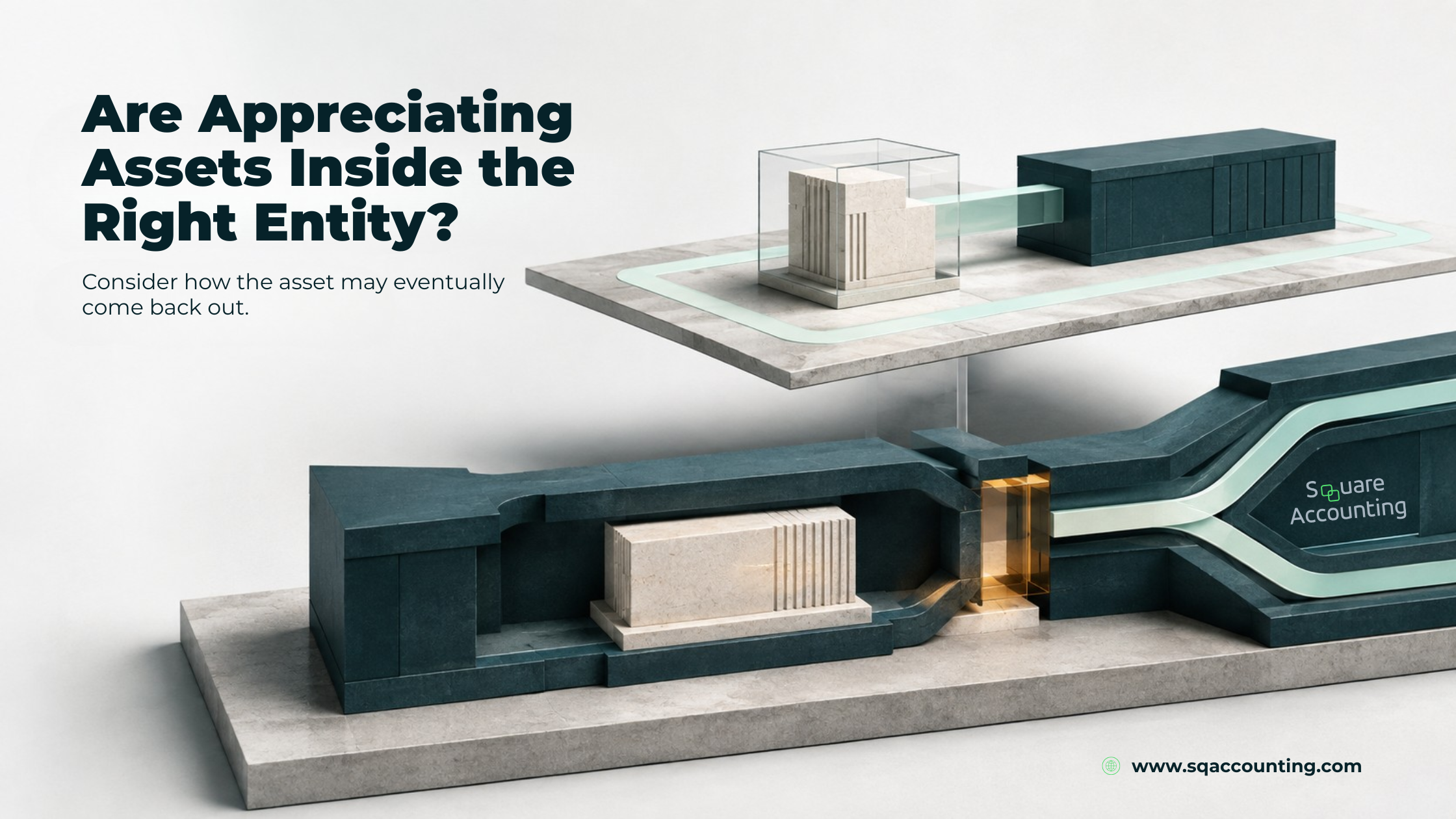 Appreciating property inside an operating corporation as the business and property exit paths separate.