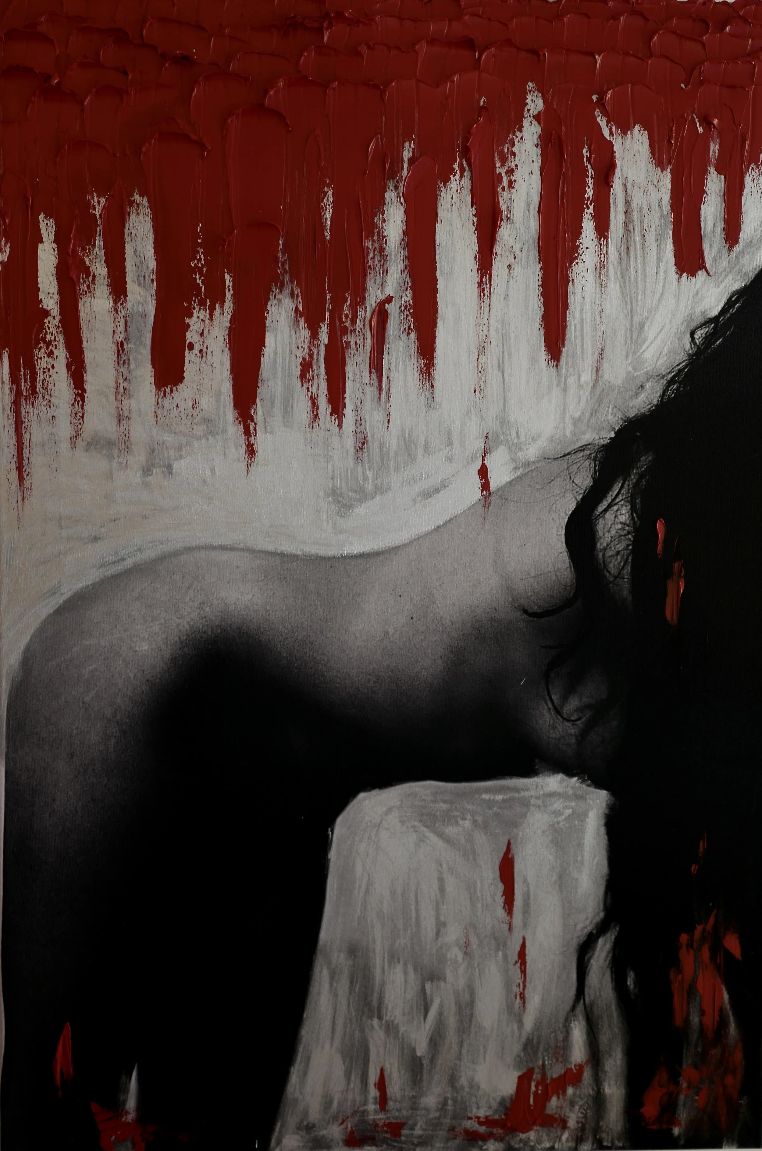 i am bleeding inside. 
photography and oil painting on canvas, 80*60cm