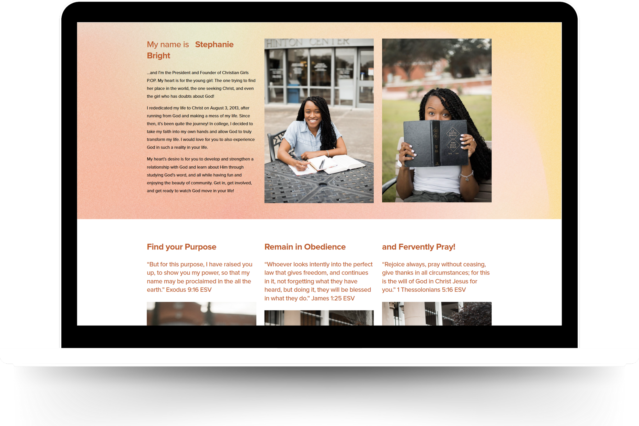 Squarespace website for a women's ministry created by Poppy & Flare