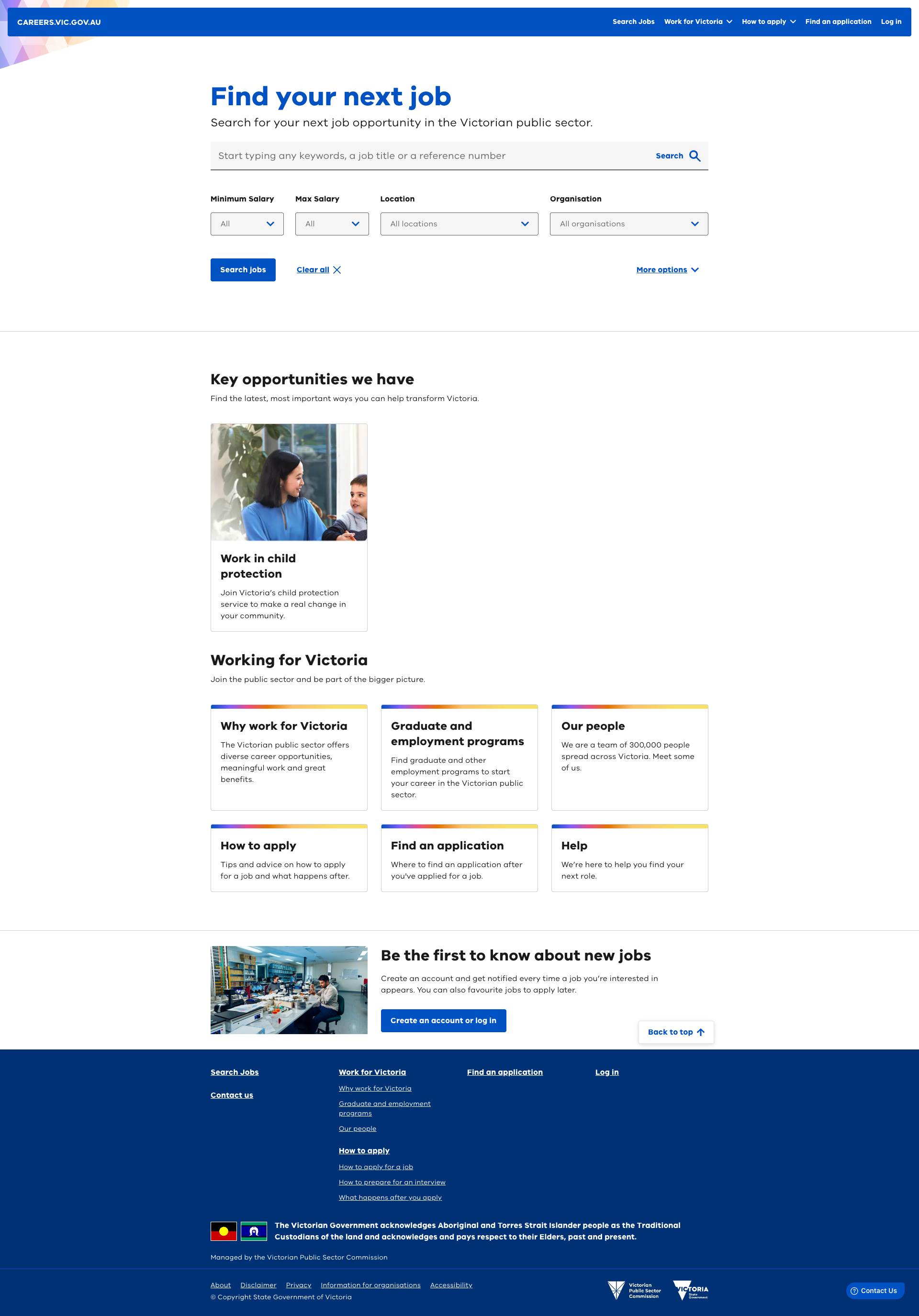 Home page design with room for campaign banner.