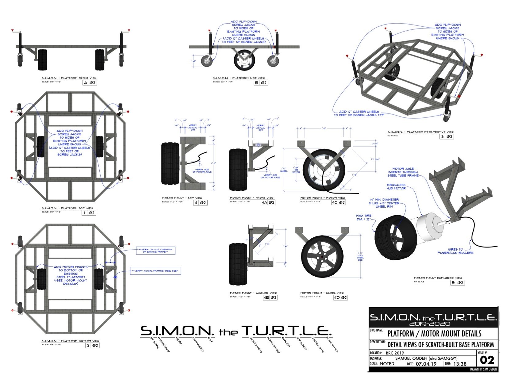 SIMON the TURTLE - ASSEMBLY
 PLAN version 2