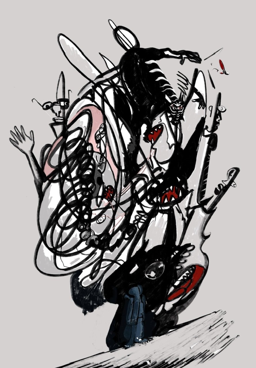 'Silent Stories' 2023 - A series of digital artwork capturing the psyche of Jian managing his states of mental heath.