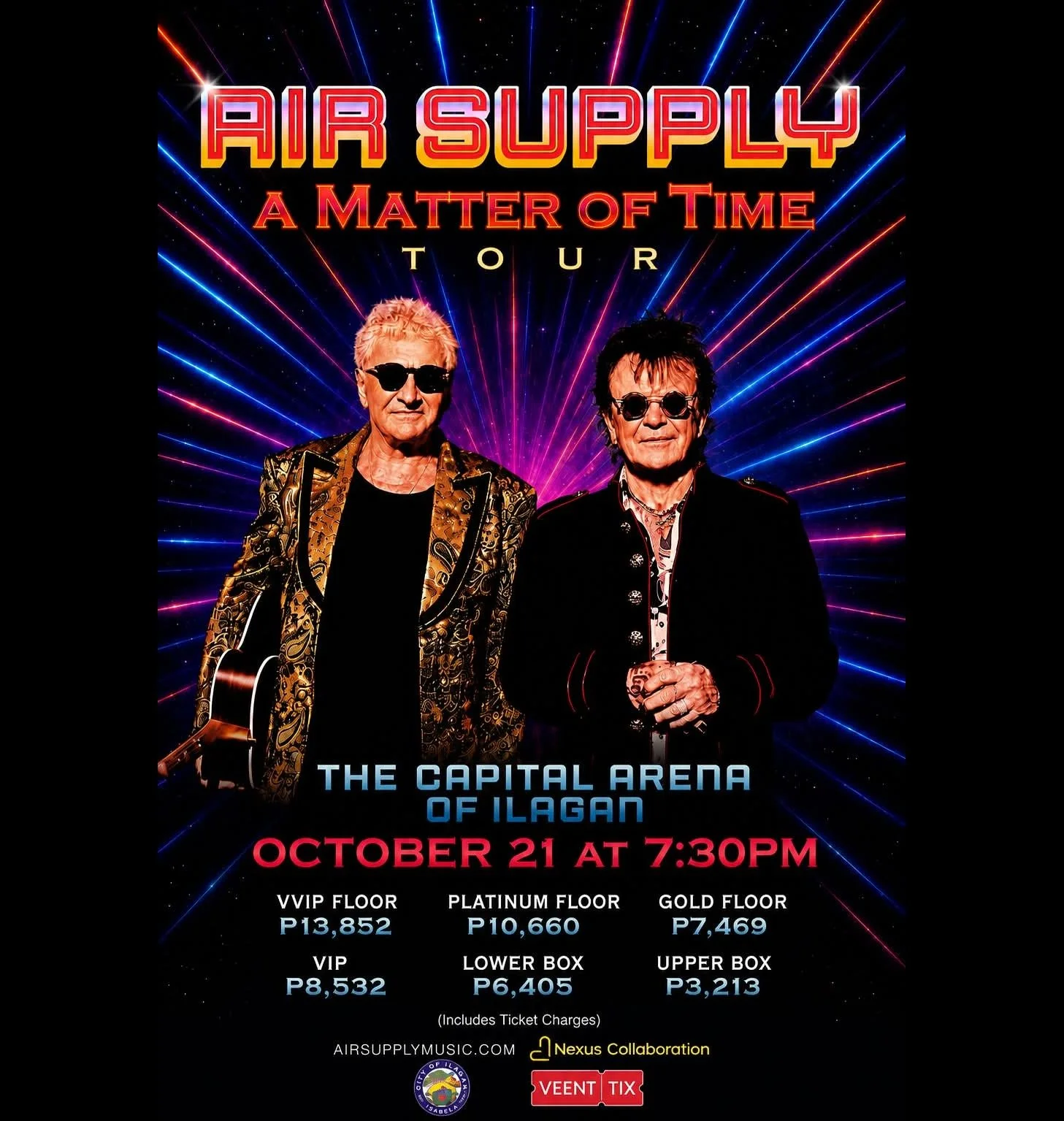 Air Supply A Matter of Time Tour poster — The Capital Arena of Ilagan, October 21, 2026