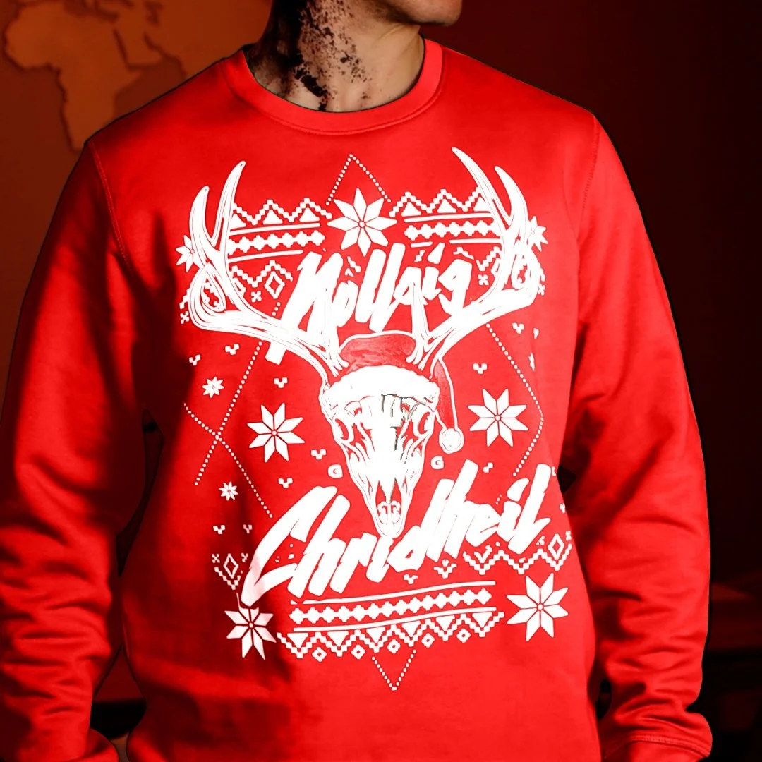 gaelic metalcore christmas jumper, gun ghaol, red
